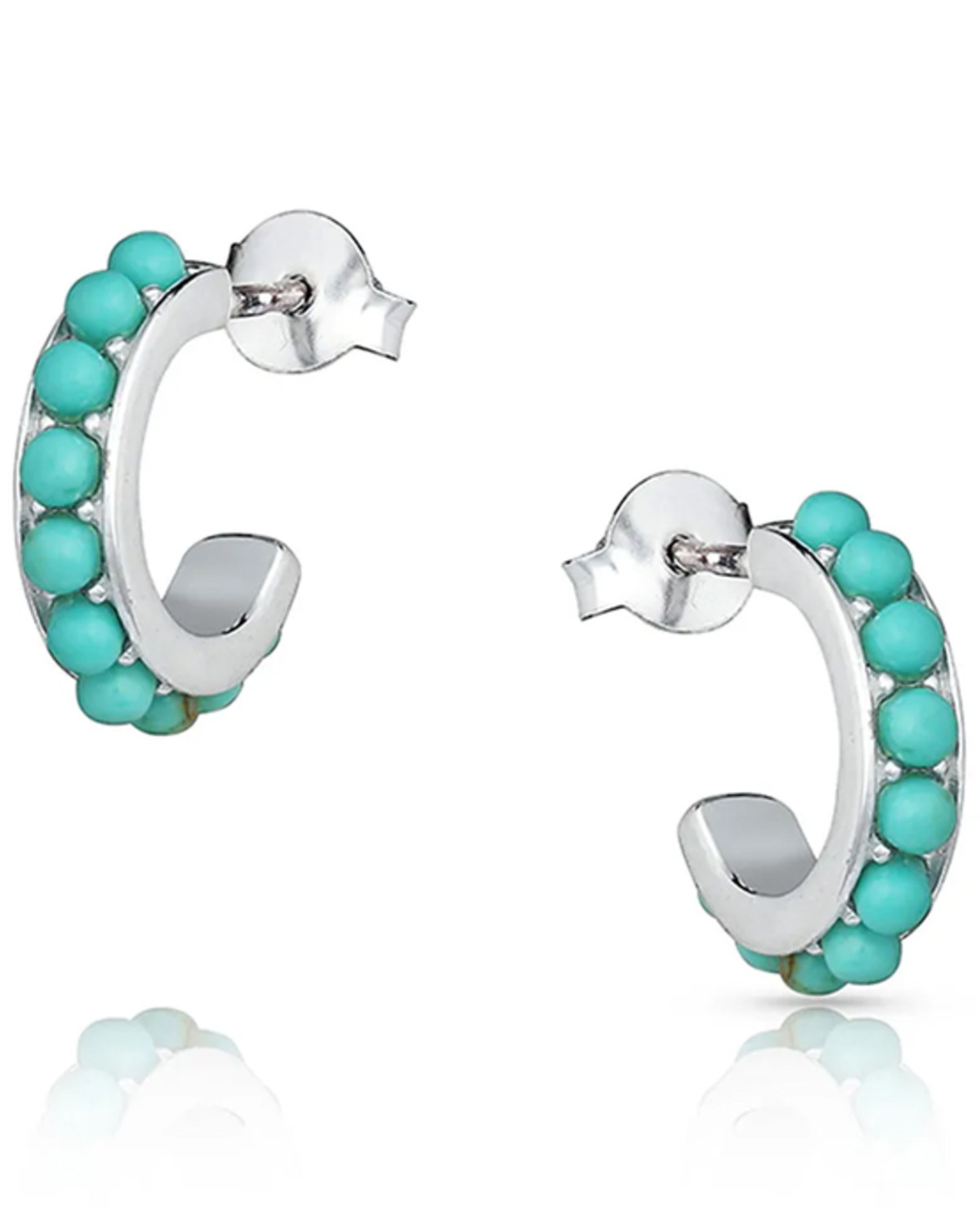 Montana Silversmiths Women's Studded In Turquoise Mini Hoop Earrings