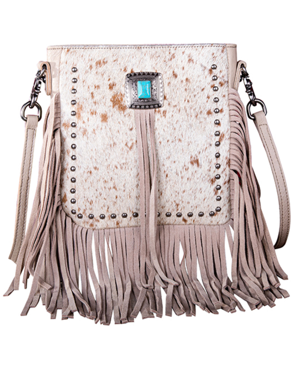 Montana West Women's Hairon Fringe Leather Crossbody Bag