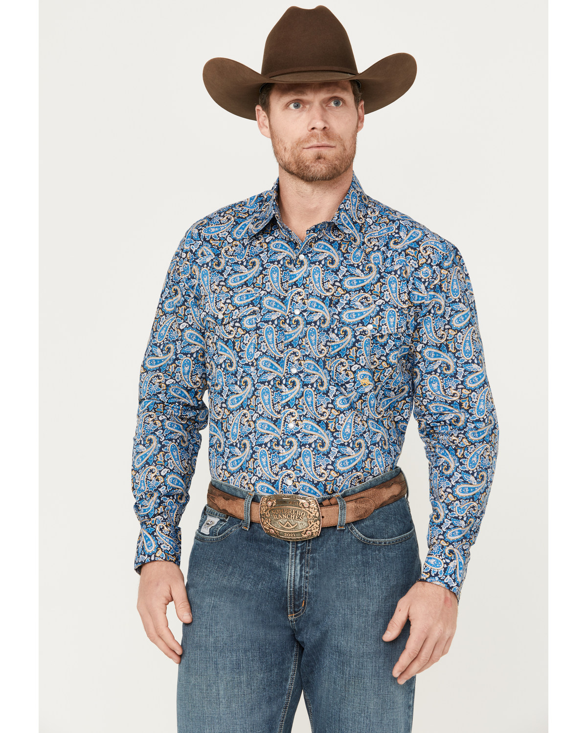 Roper Men's Amarillo Clear Skies Long Sleeve Pearl Snap Western Shirt