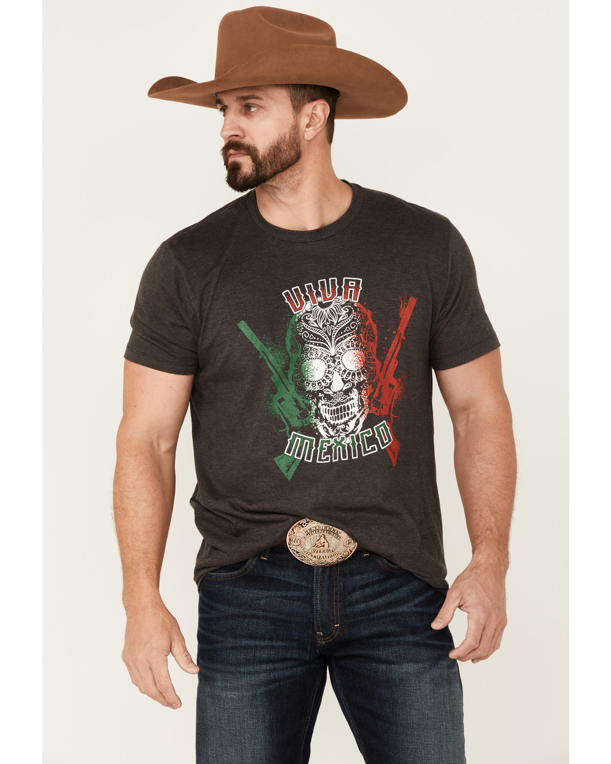 Cody James Men's Viva Mexico Muertos Skull Graphic Short Sleeve T-Shirt