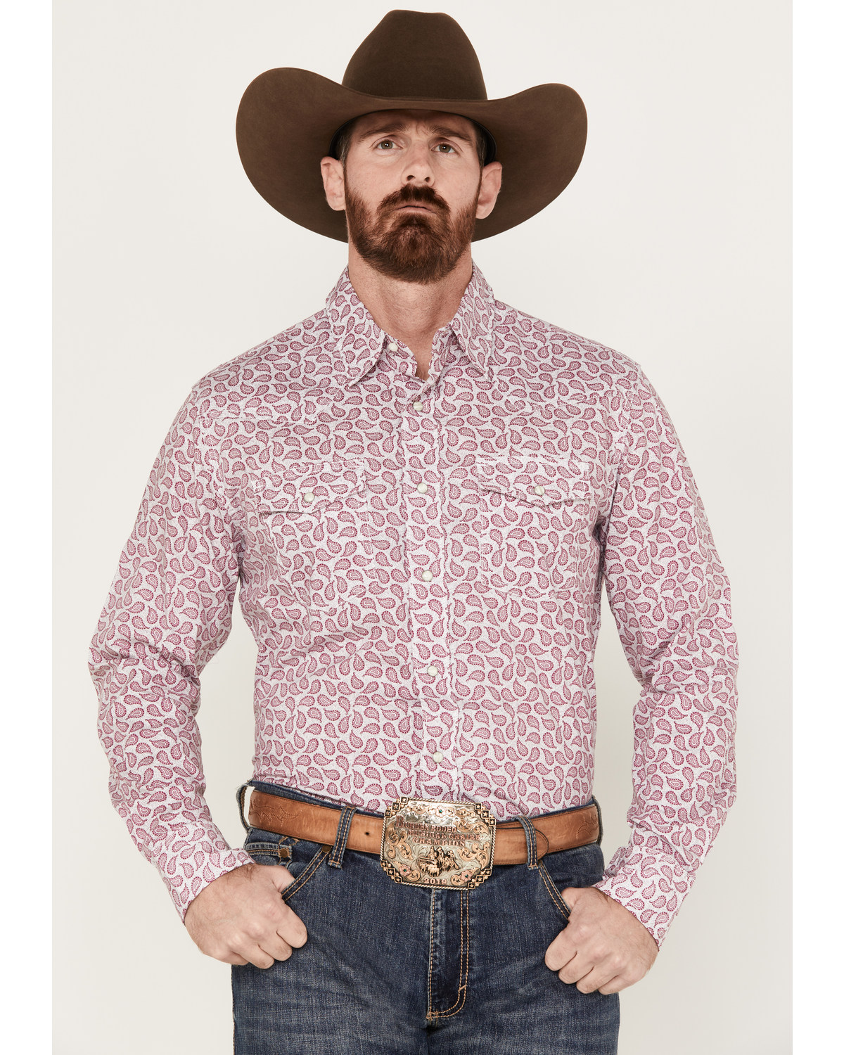 Wrangler 20x Men's Paisley Print Long Sleeve Pearl Snap Western Competition Shirt