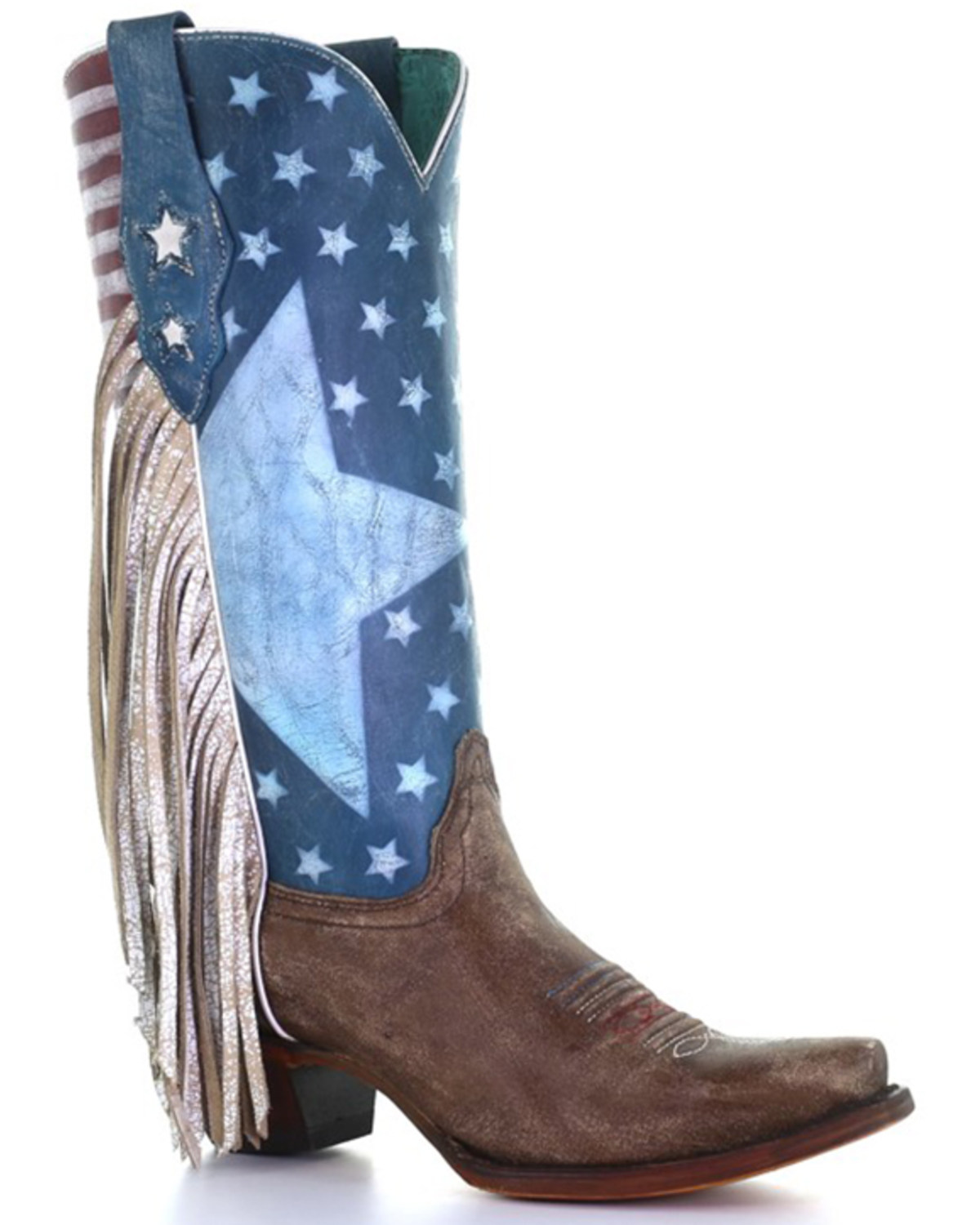 Corral Women's Boot Barn Exclusive Stars & Stripes Fringe Tall Western Boots - Snip Toe