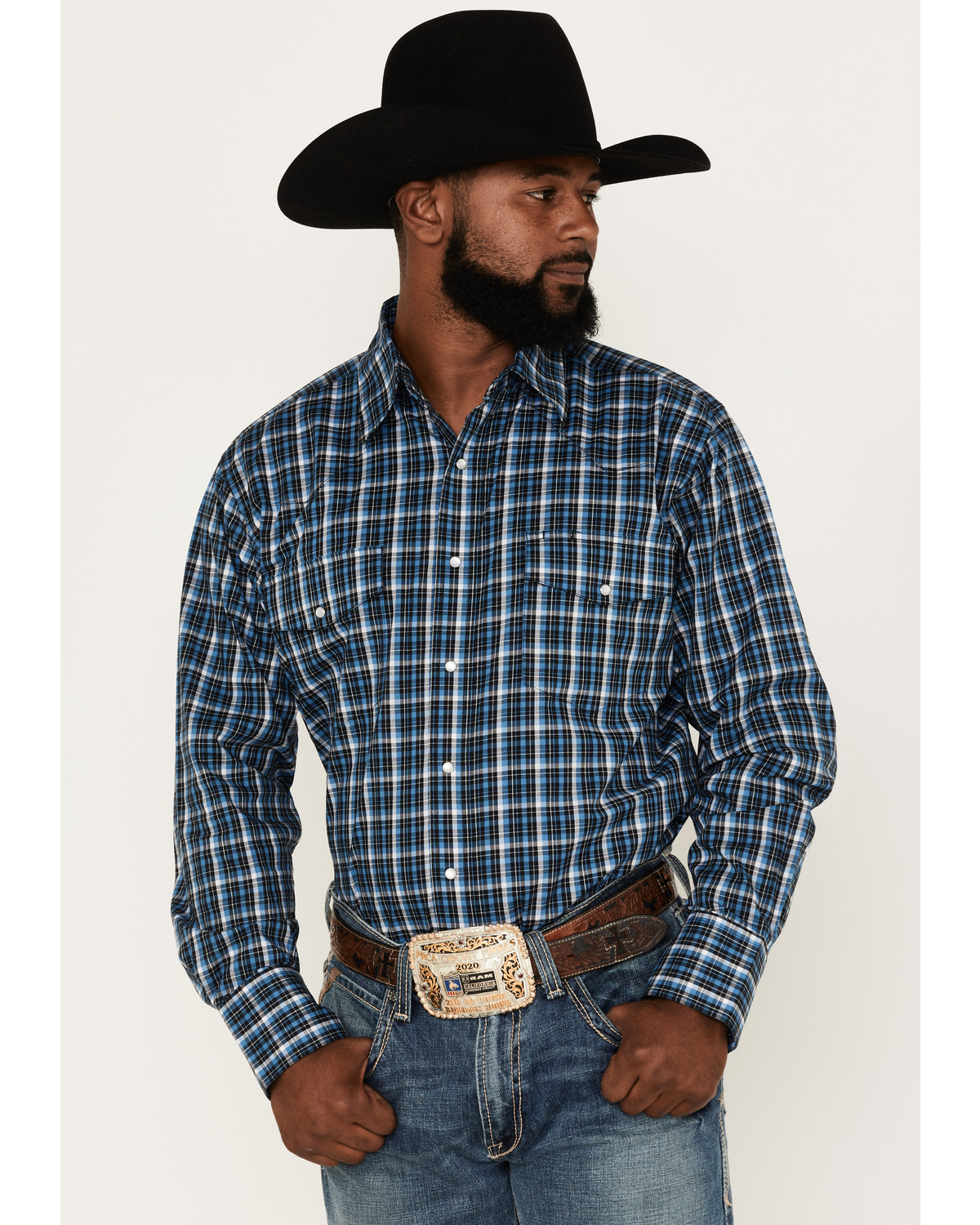 Wrangler Men's Wrinkle Resist Plaid Print Long Sleeve Western Pearl Snap  Shirt