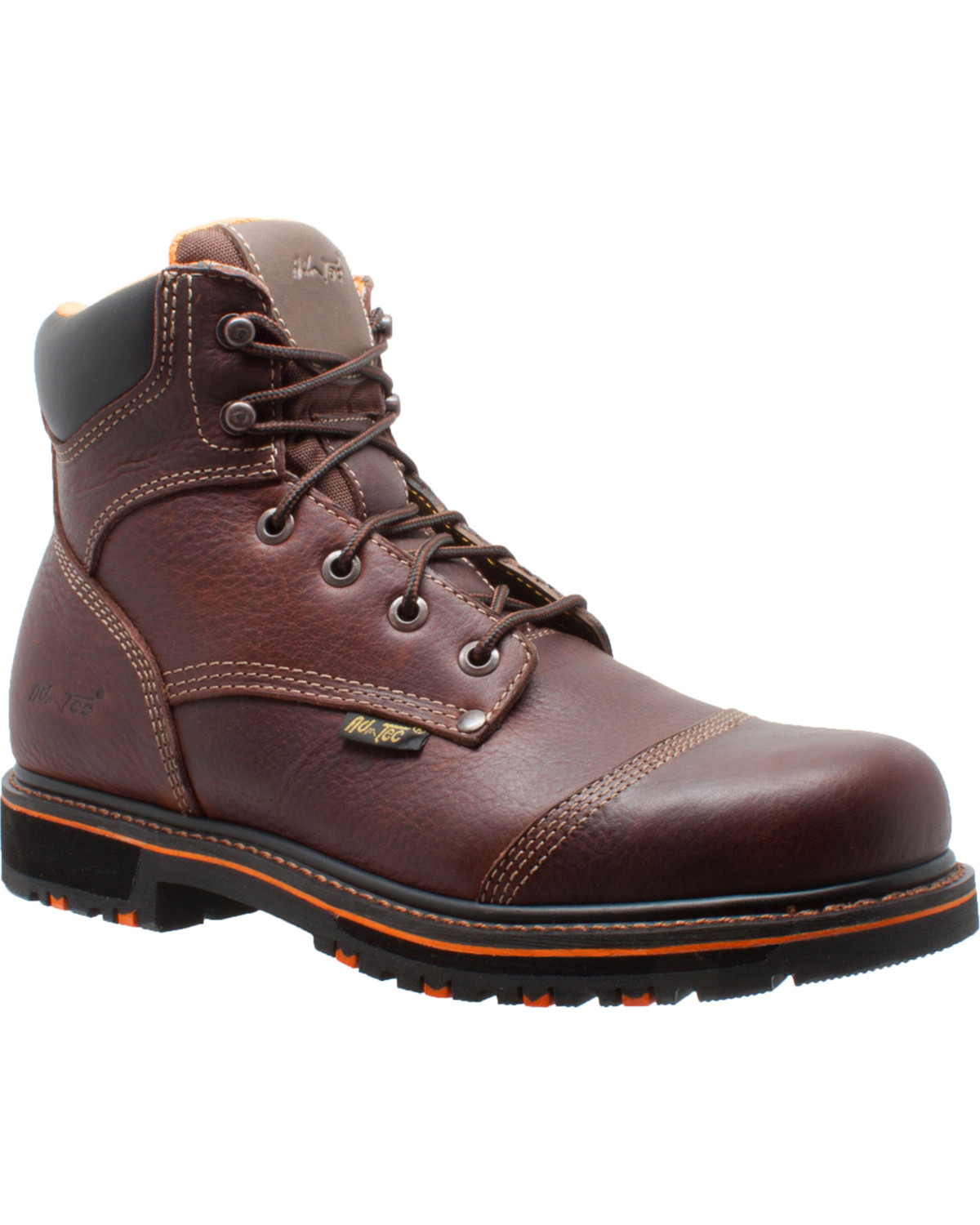Brown, Numeric_10_Point_5 Ad Tec Mens 6 Tumbled Leather Comfort Work Boot Soft Toe 