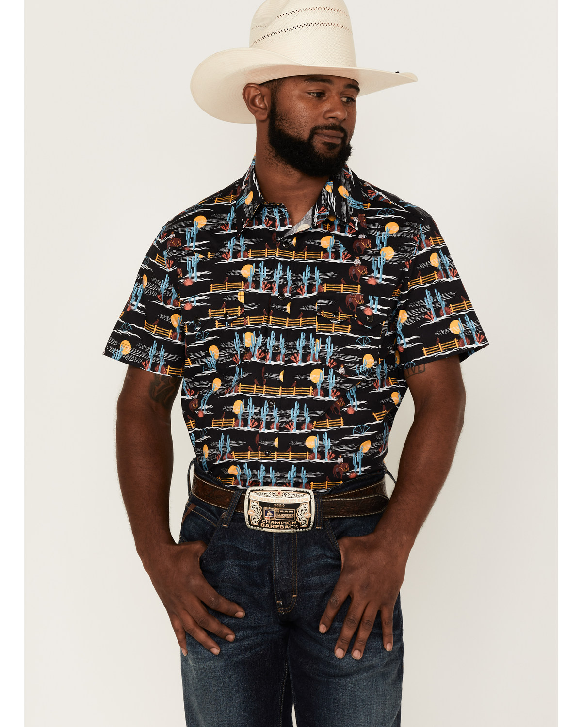 Dale Brisby Men's Desert Convo Scenic Print Short Sleeve Snap Western Shirt