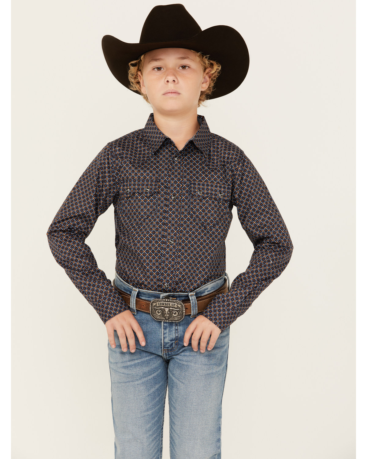 Cody James Boys' Dotted Long Sleeve Snap Western Shirt