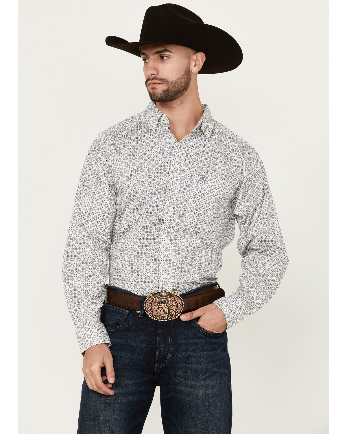 Ariat Men's Jimmy Mini Medallion Geo Print Long Sleeve Button-Down Western Shirt
