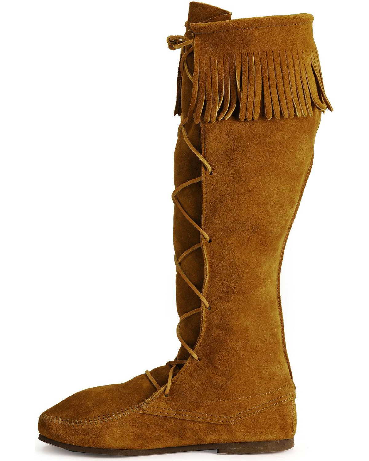 suede knee high boots with fringe