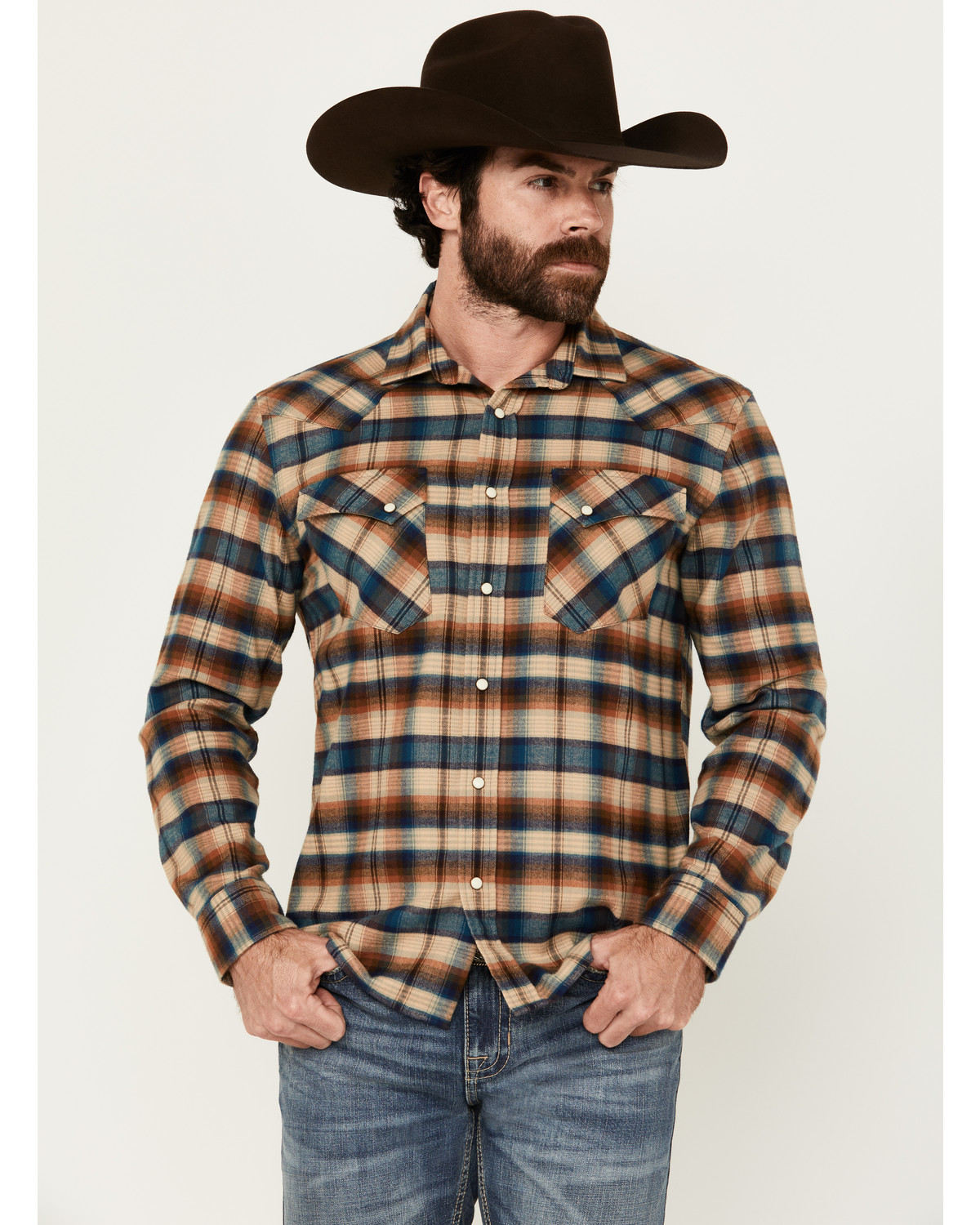 Pendleton Men's Wyatt Plaid Print Long Sleeve Snap Western Shirt