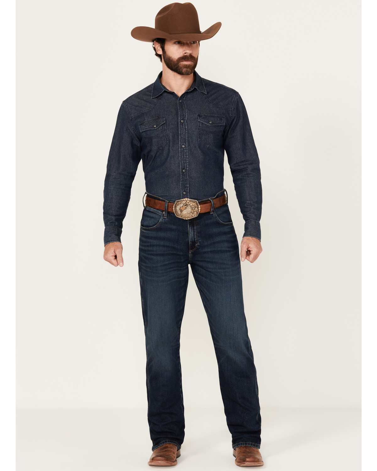 Wrangler Retro Men's Darren Dark Wash Relaxed Bootcut Stretch Denim Jeans - Long