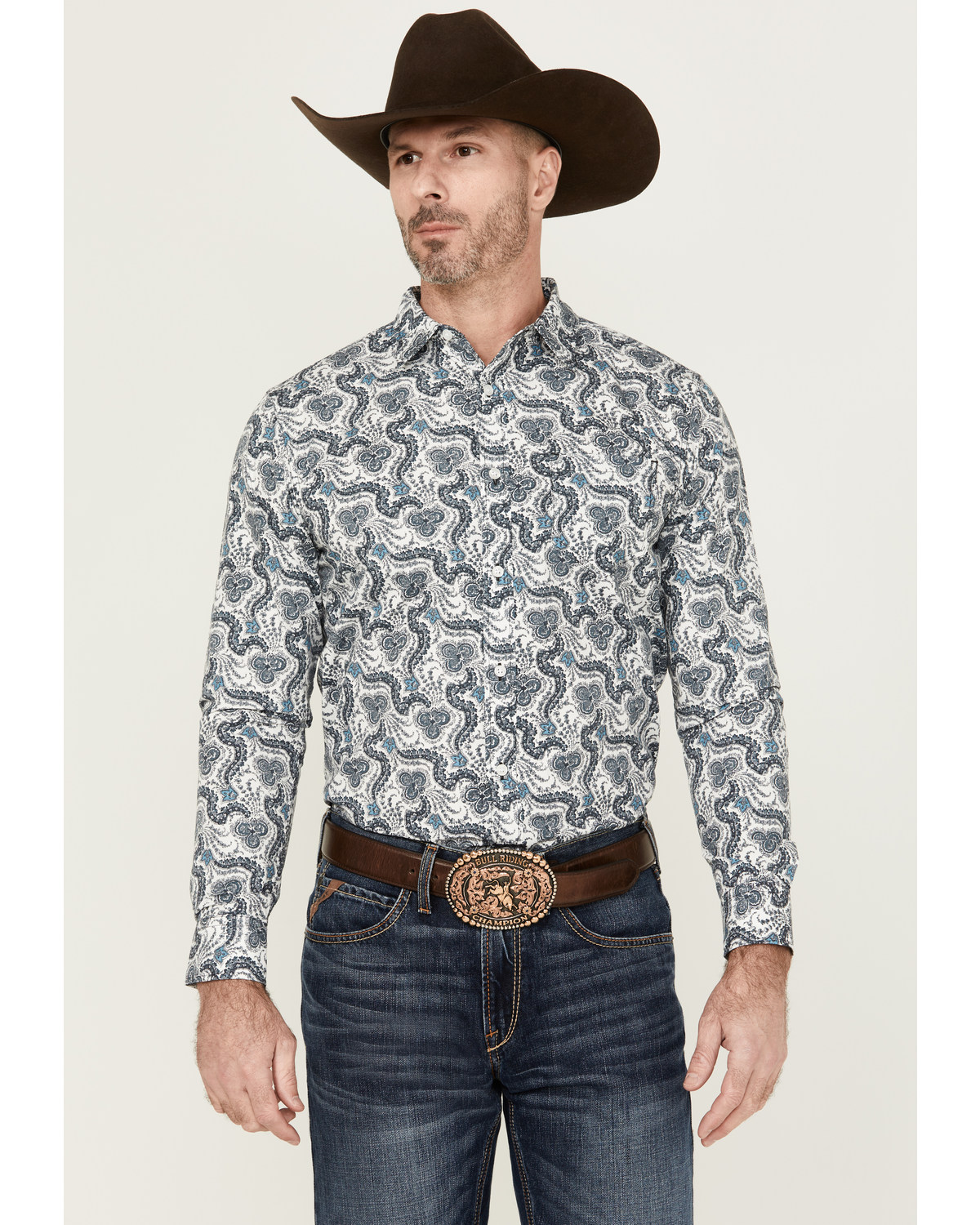 Gibson Men's Pop Paisley Print Long Sleeve Button-Down Western Shirt