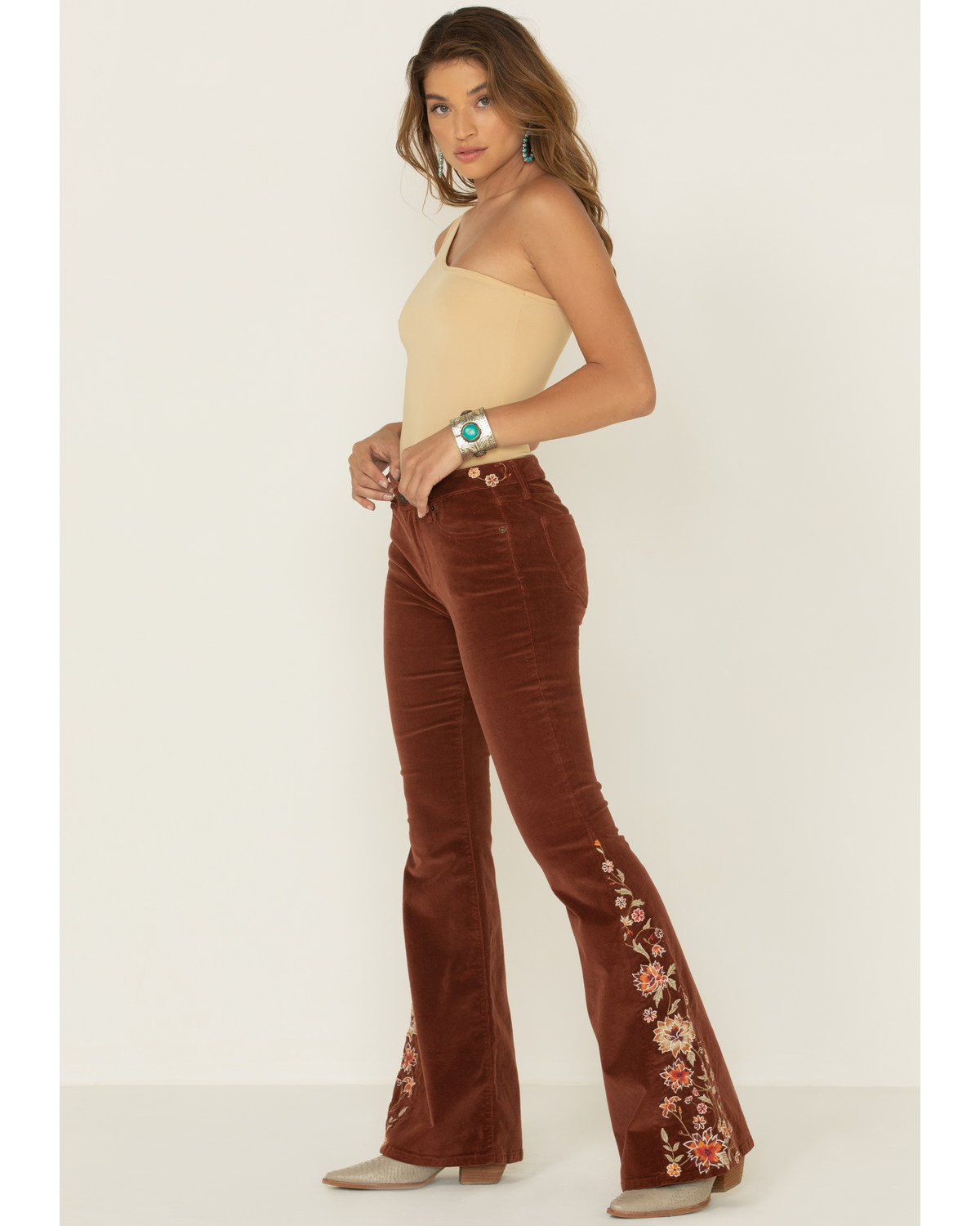 floral flare jeans