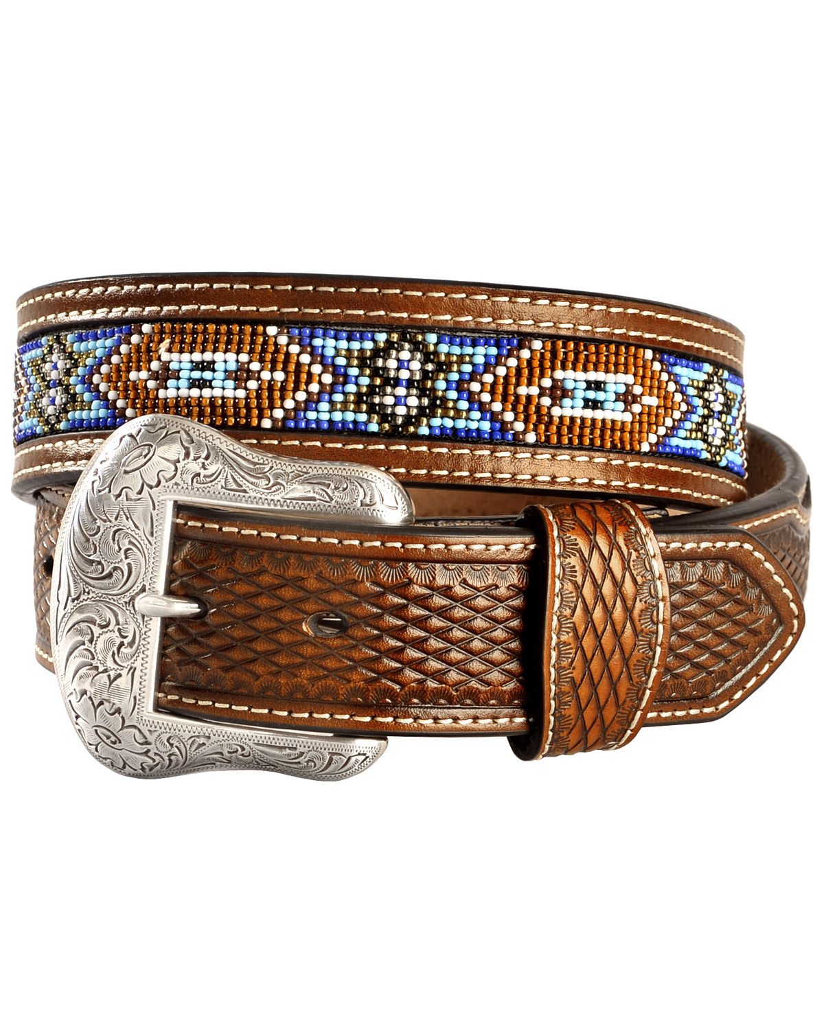 Nocona Men's Floral Beaded Western Belt