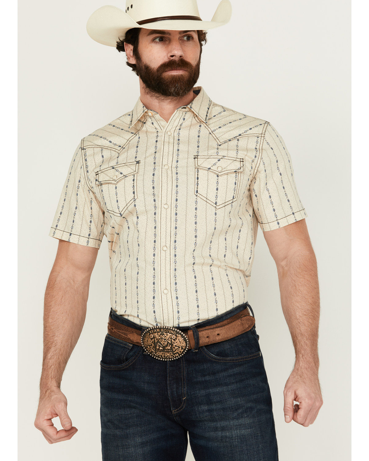 Cody James Men's Snake Den Striped Short Sleeve Snap Western Shirt