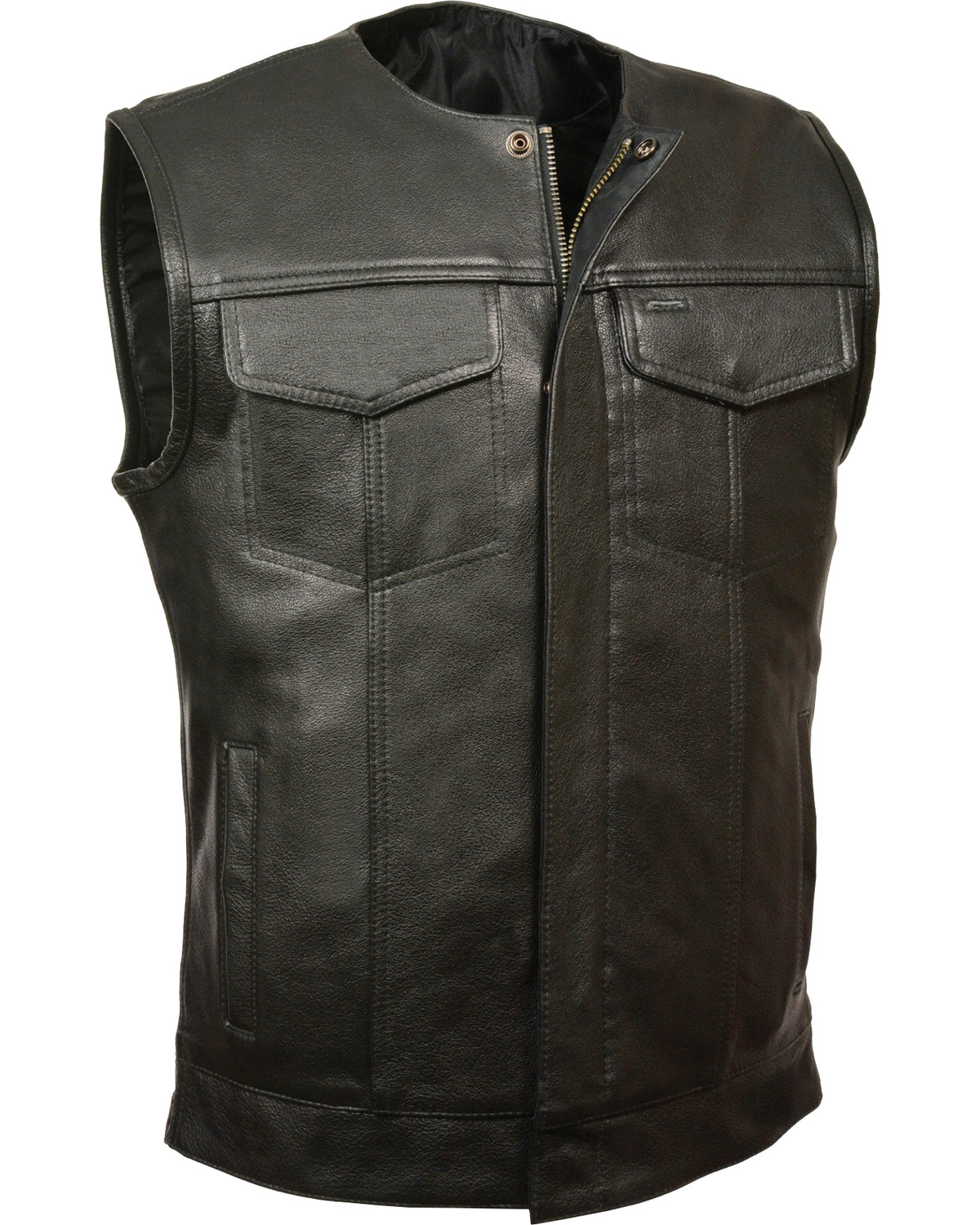Milwaukee Leather Men's Collarless Zip Front Club Style Vest