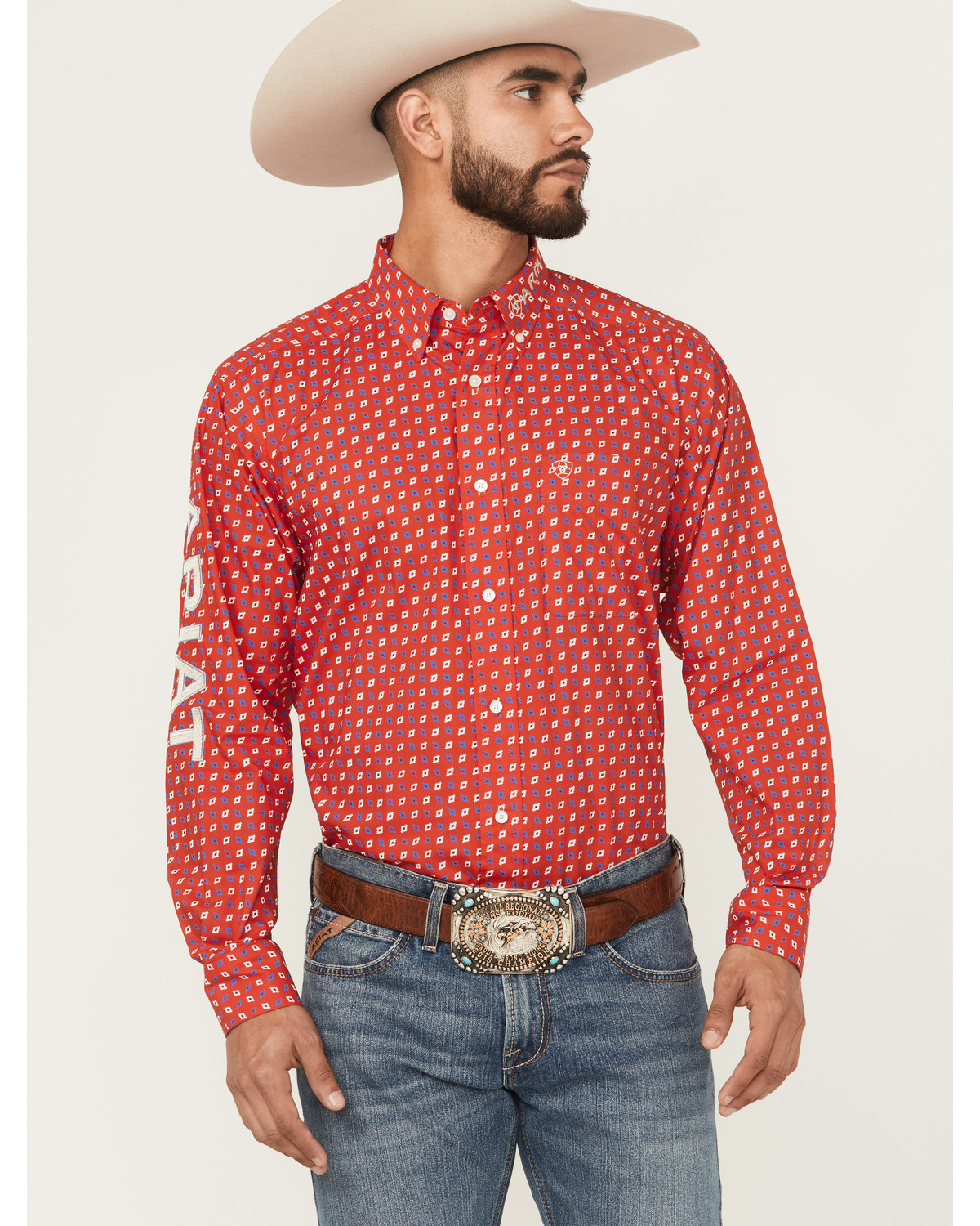 Ariat Men's Team Fallon Geo Print Long Sleeve Button-Down Western Shirt