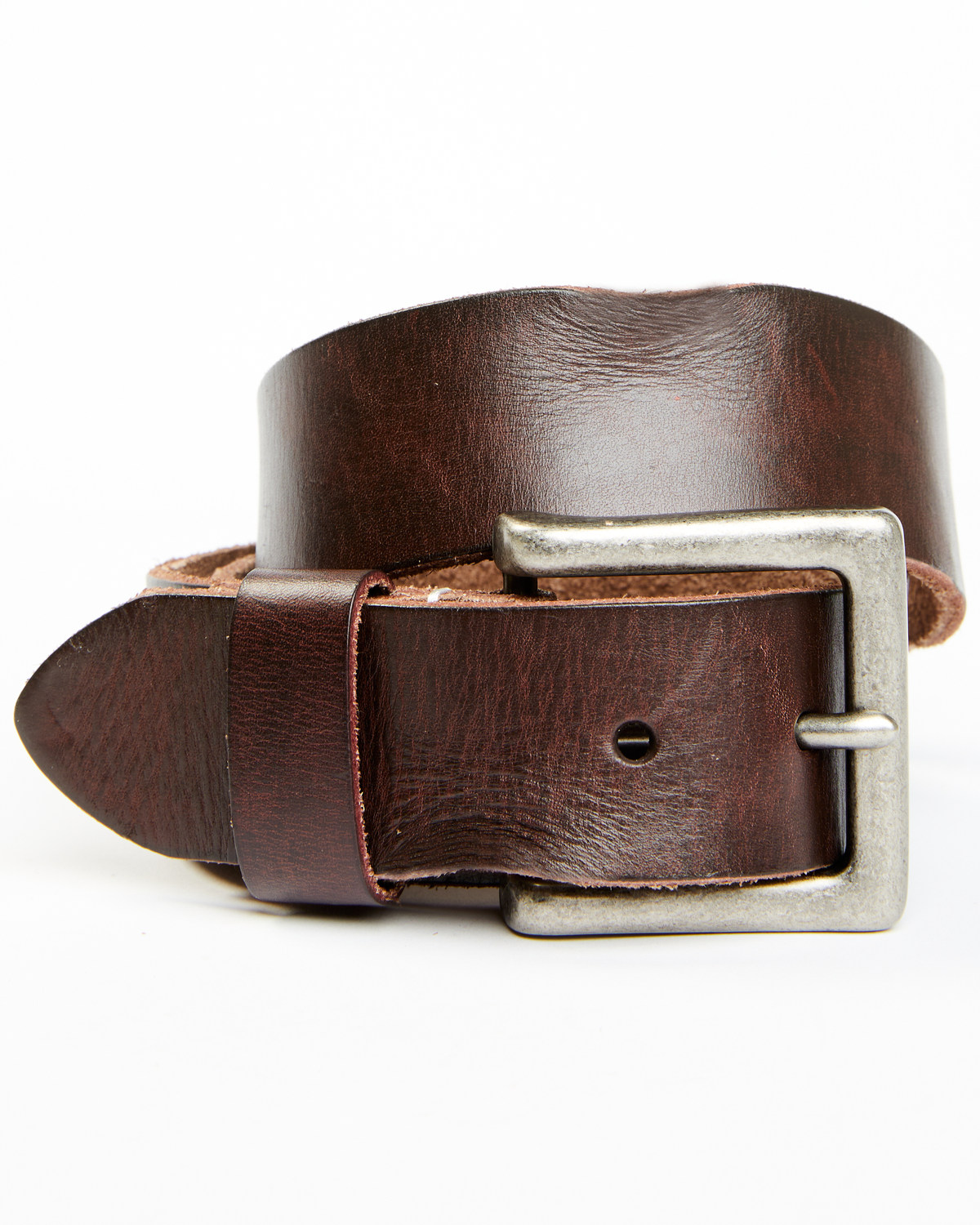 Brother and Sons Men's Brown Crimped Leather Belt