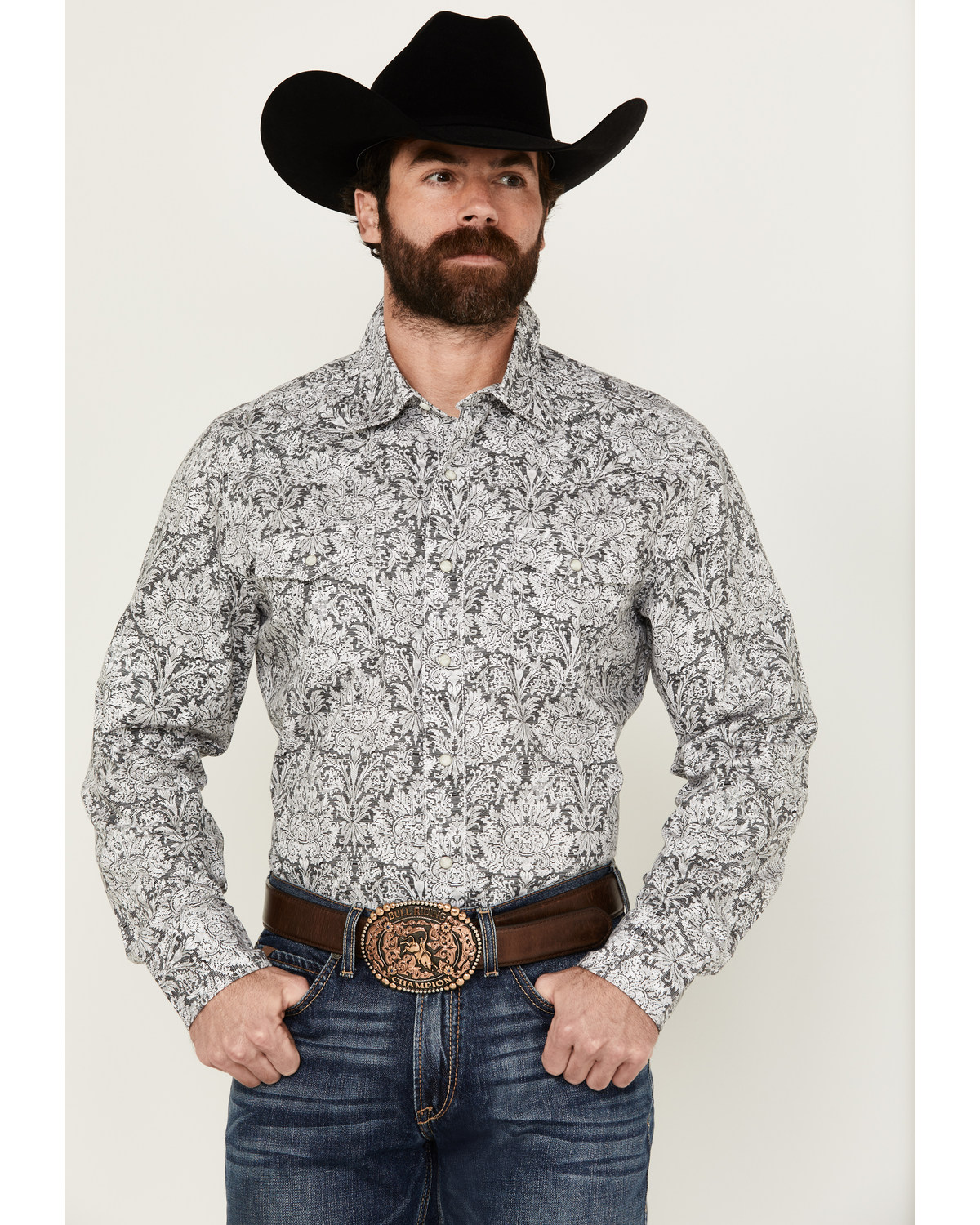 Wrangler Retro Men's Premium Floral Print Long Sleeve Snap Western Shirt