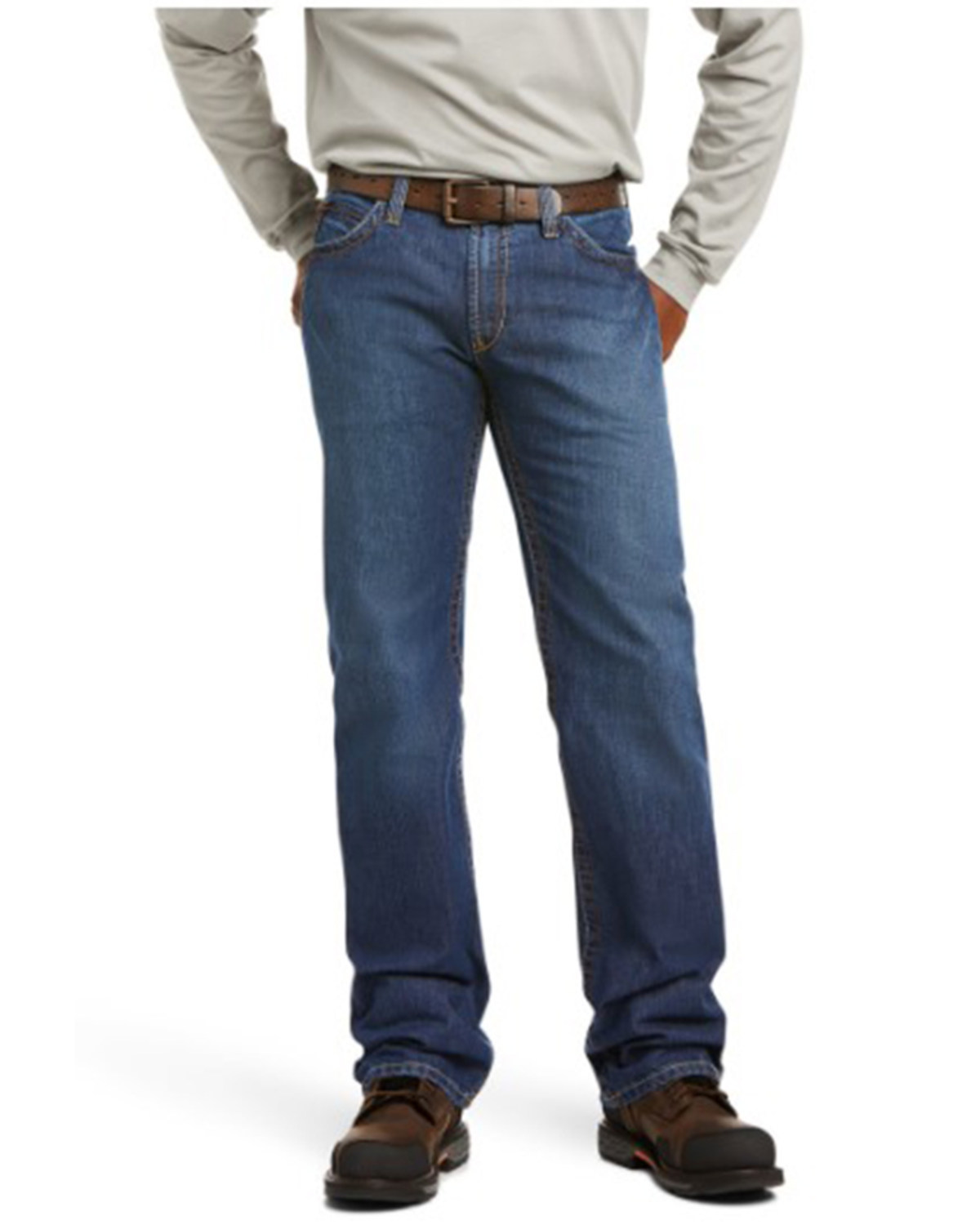 Ariat Men's FR M4 Medium Wash Relaxed Basic Bootcut Jeans - Big