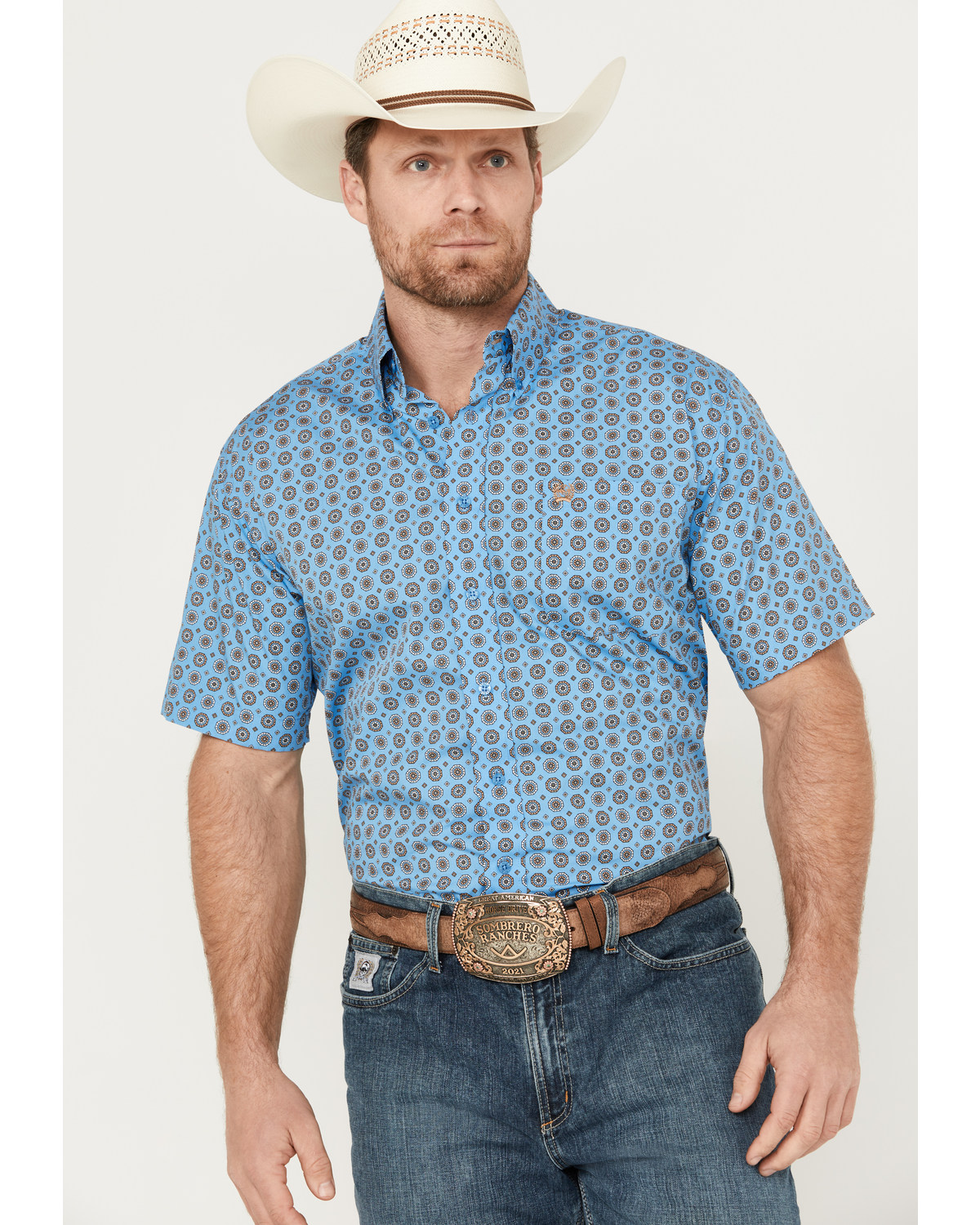 Cinch Men's Geo Print Short Sleeve Button Down Western Shirt