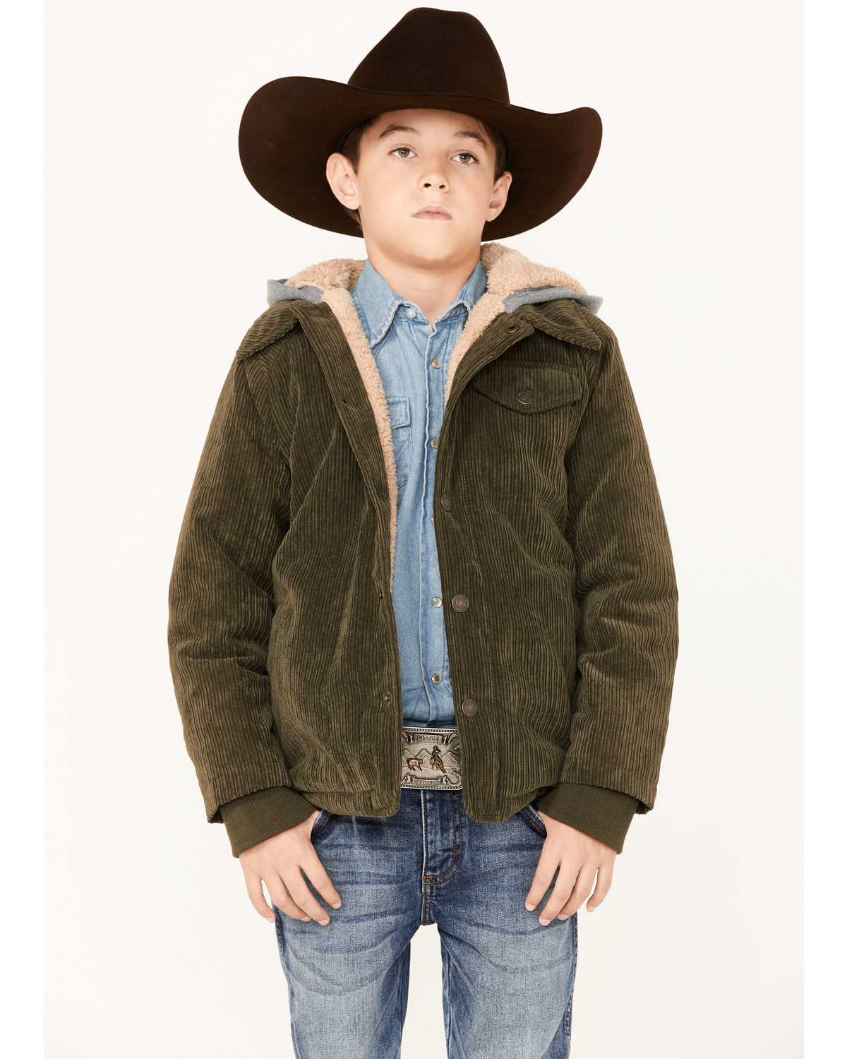 Urban Republic Little Boys' Corduroy Sherpa Lined Hooded Jacket