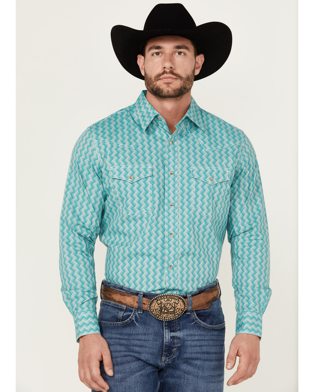Wrangler 20X Men's Square Geo Print Long Sleeve Snap Stretch Western Shirt