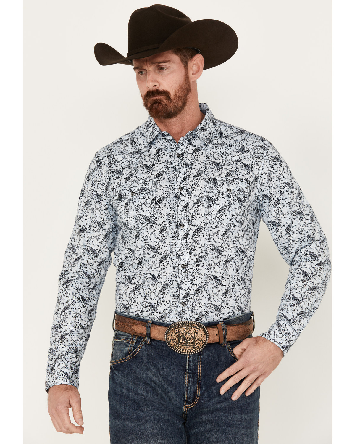 Cody James Men's Casa Blanca Paisley Print Long Sleeve Snap Western Shirt - Tall