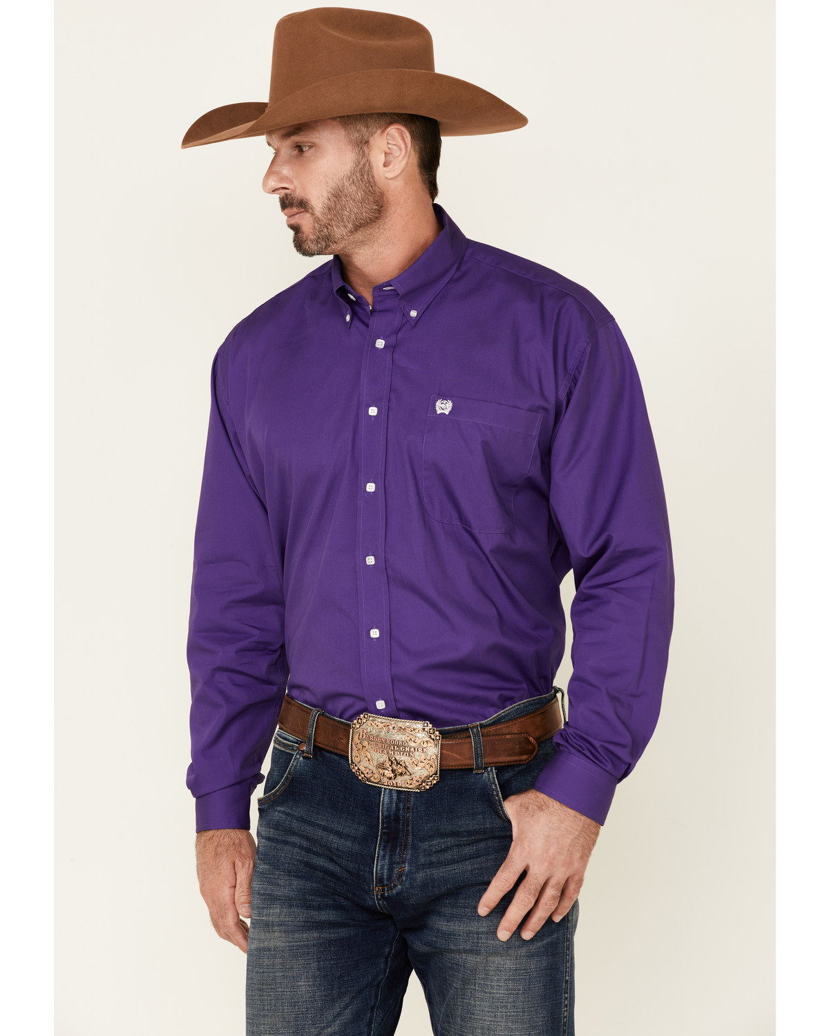 Cinch Men's Solid Purple Button-Down Western Shirt | Boot Barn