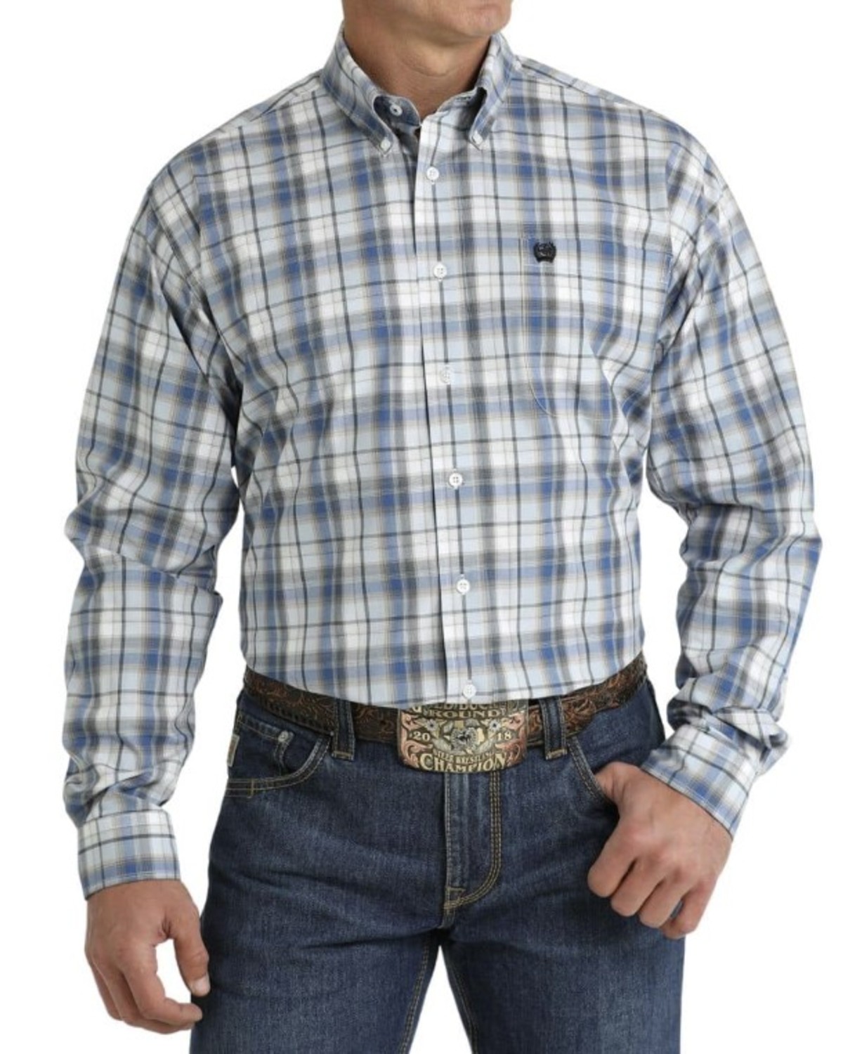 Cinch Men's Plaid Print Long Sleeve Button-Down Western Shirt - Big