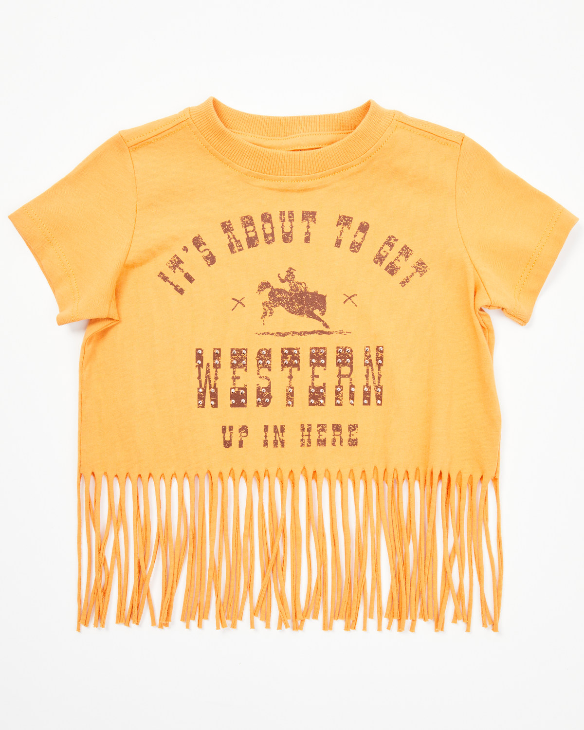 Shyanne Toddler Girls' It's About To Get Western Fringe Short Sleeve Graphic Tee
