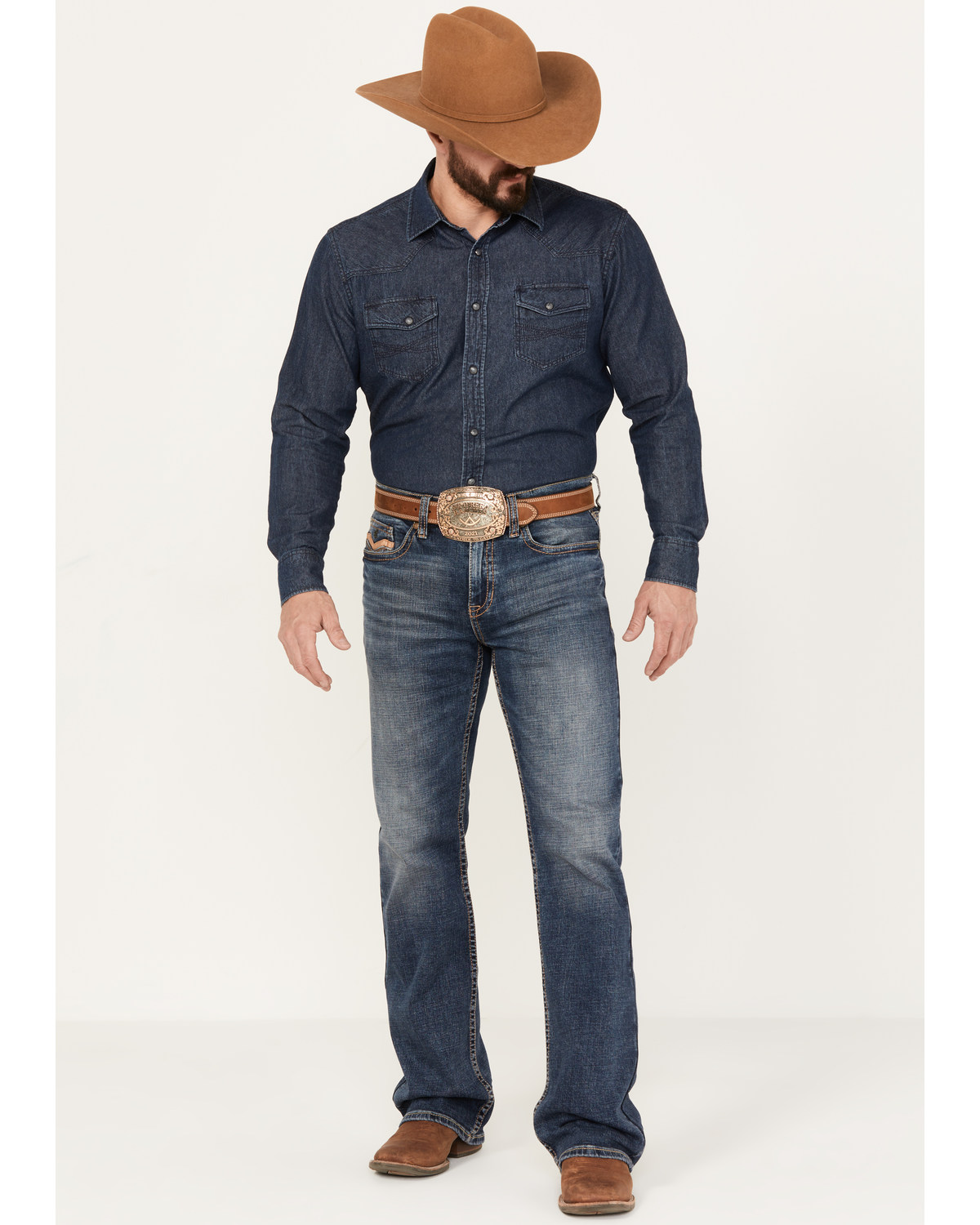 Cody James Men's Stonewall Wash Wyatt Slim Bootcut Stretch Denim Jeans