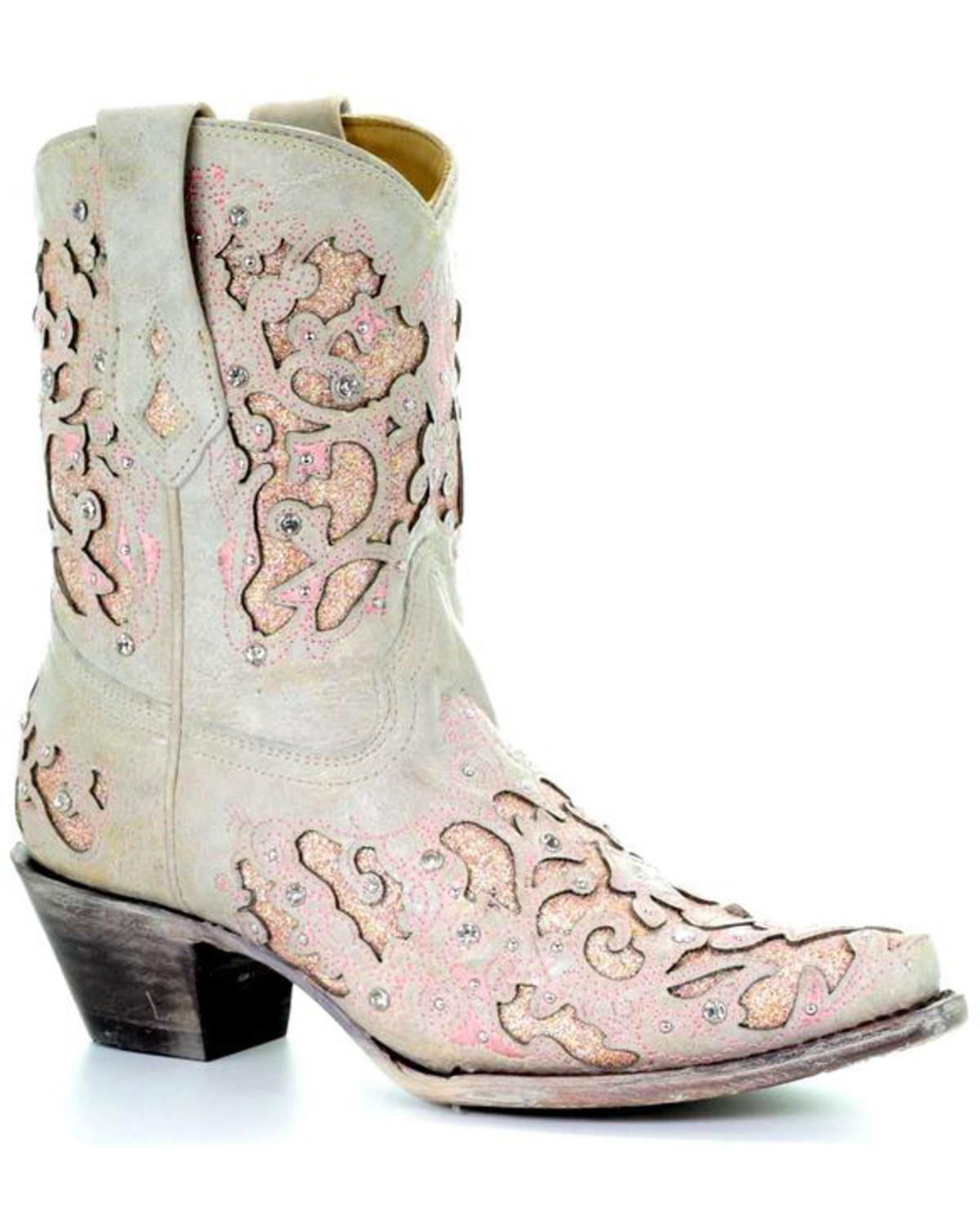 pink and white cowboy boots