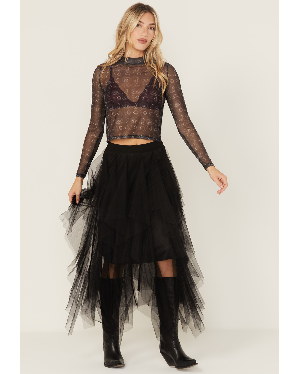 Windsor A Little Drama Ruffled Tulle Midi Skirt MainPlace Mall