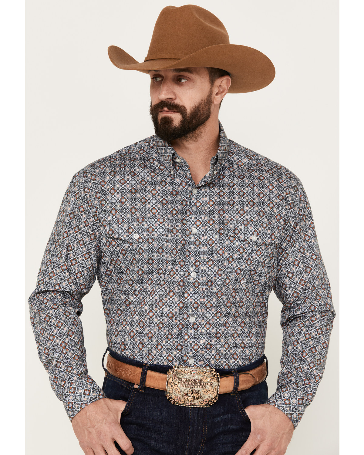 Roper Men's Amarillo Medallion Print Long Sleeve Button Down Western Shirt