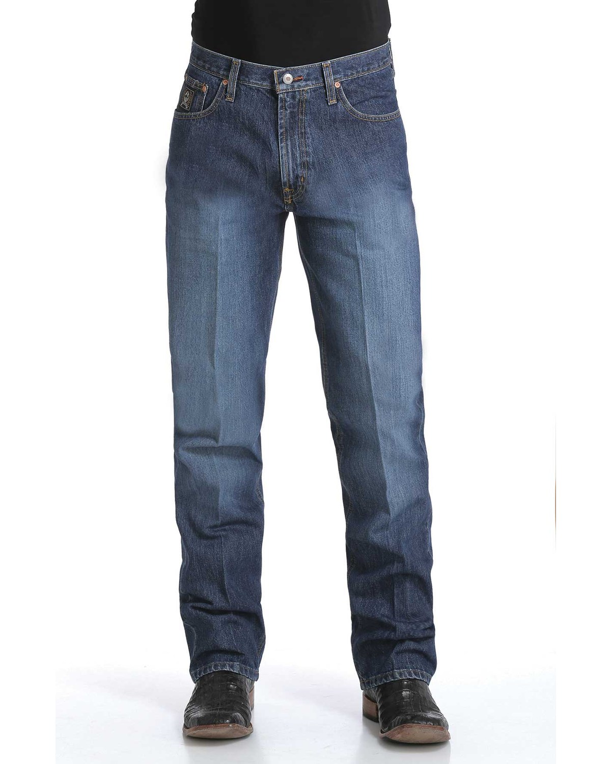 Cinch Men's Black Label Dark Wash Loose Fit Tapered Denim Jeans