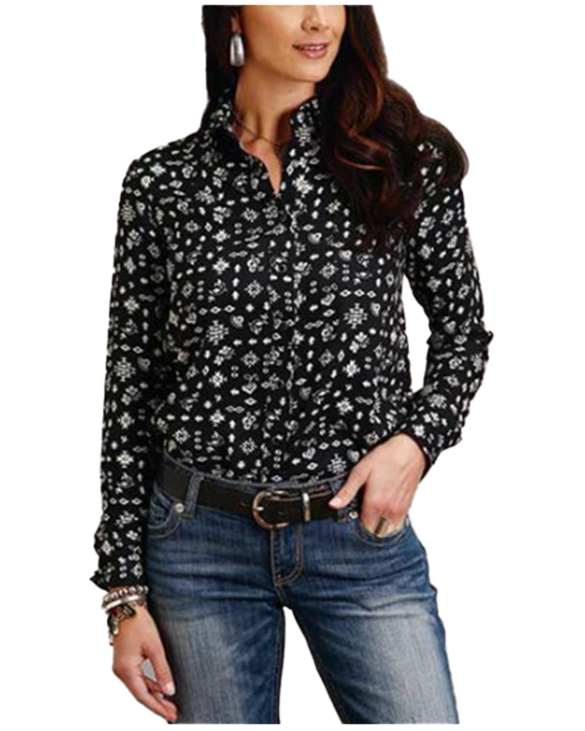 Stetson Women's Southwestern Print Long Sleeve Snap Western Shirt