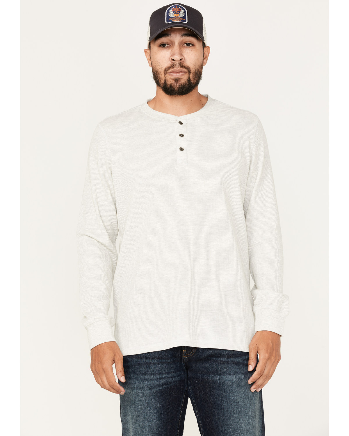 North River Men's Heathered Waffle Long Sleeve Henley