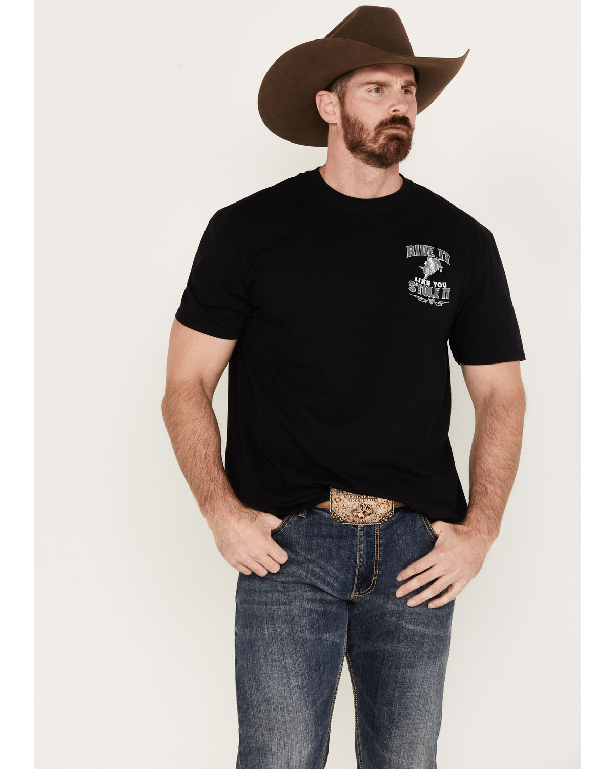 Cowboy Hardware Men's Ride It Like You Stole Short Sleeve Graphic T-Shirt