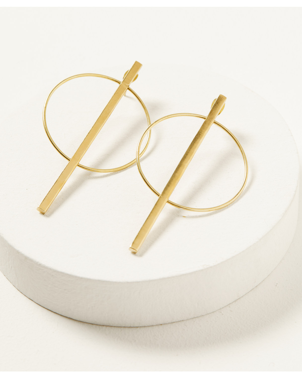 Ink + Alloy Women's Brass Circle Stick Post Earrings