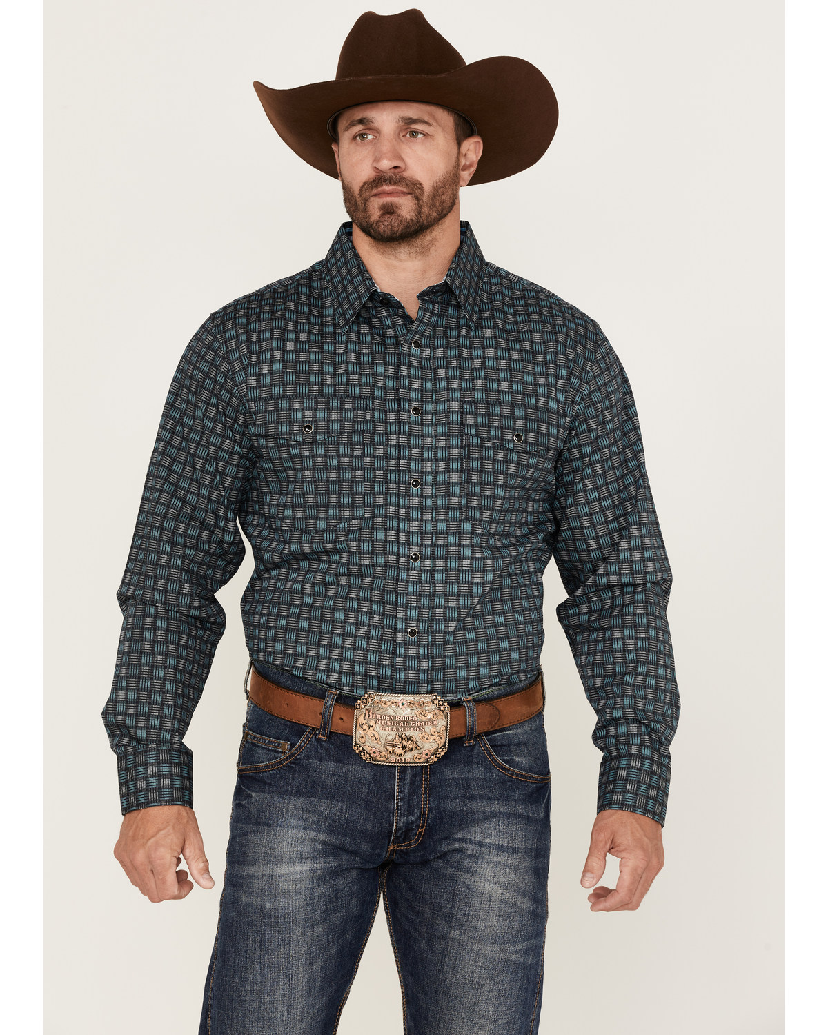Panhandle Select Men's Digital Woven Print Long Sleeve Snap Western Shirt