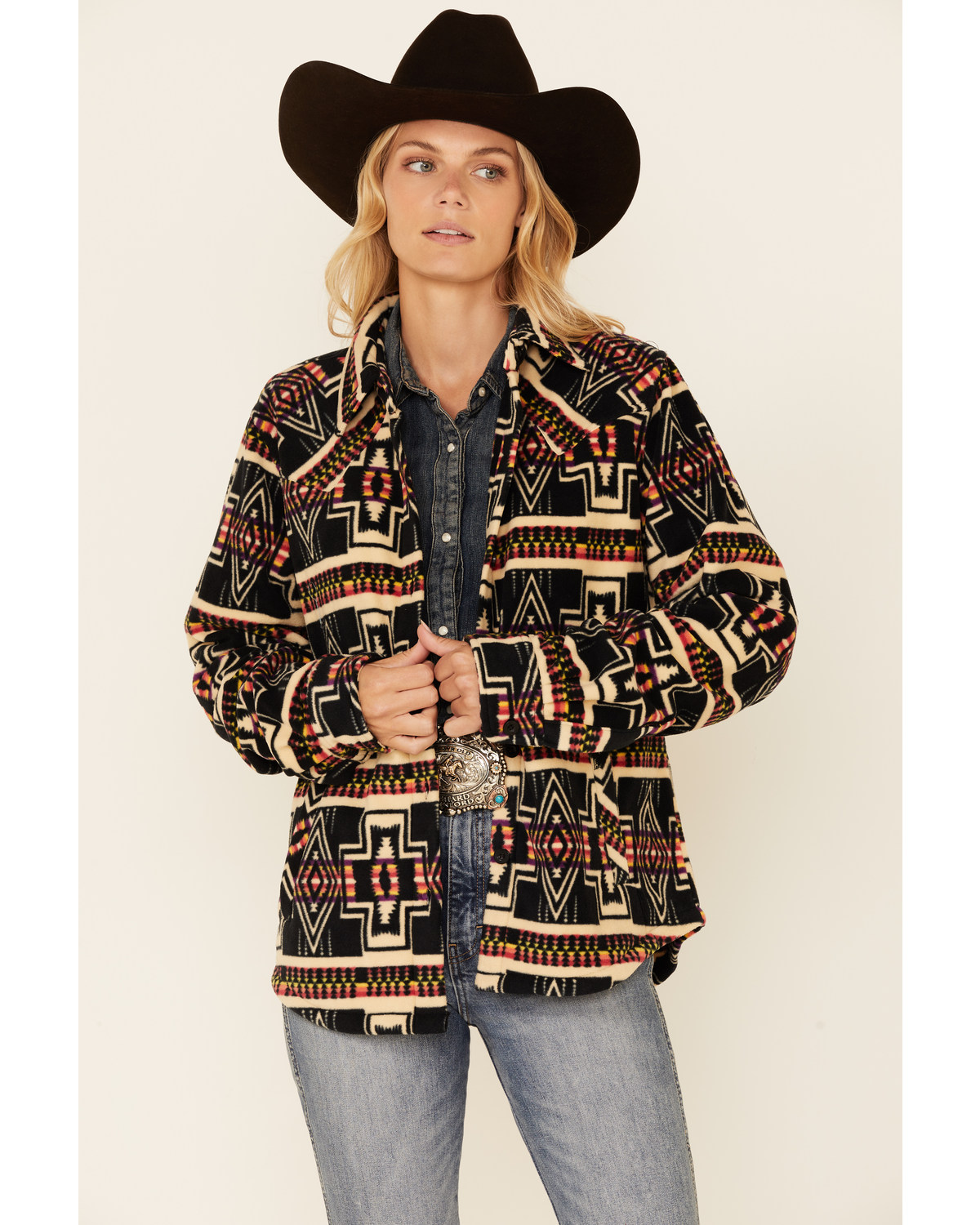 Outback Trading Co Women's Avery Southwestern Print Long Sleeve Button Down Western Big Shirt