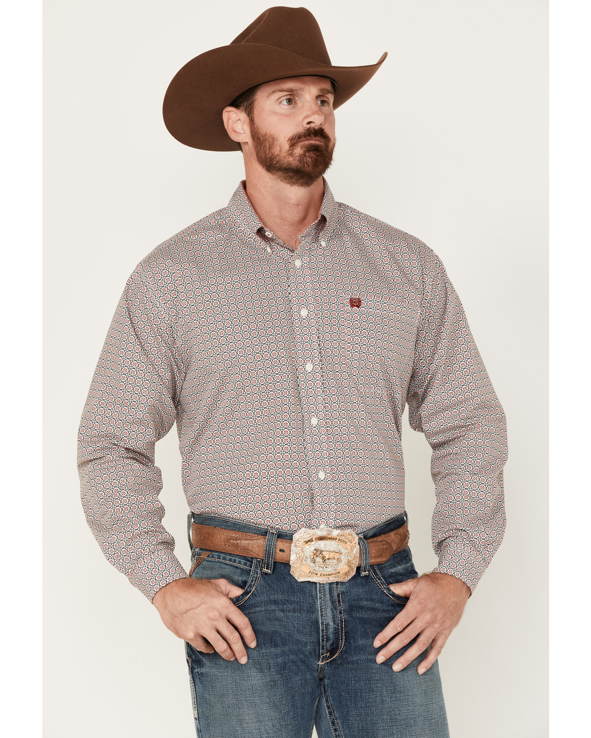 Cinch Men's Medallion Print Long Sleeve Button-Down Western Shirt