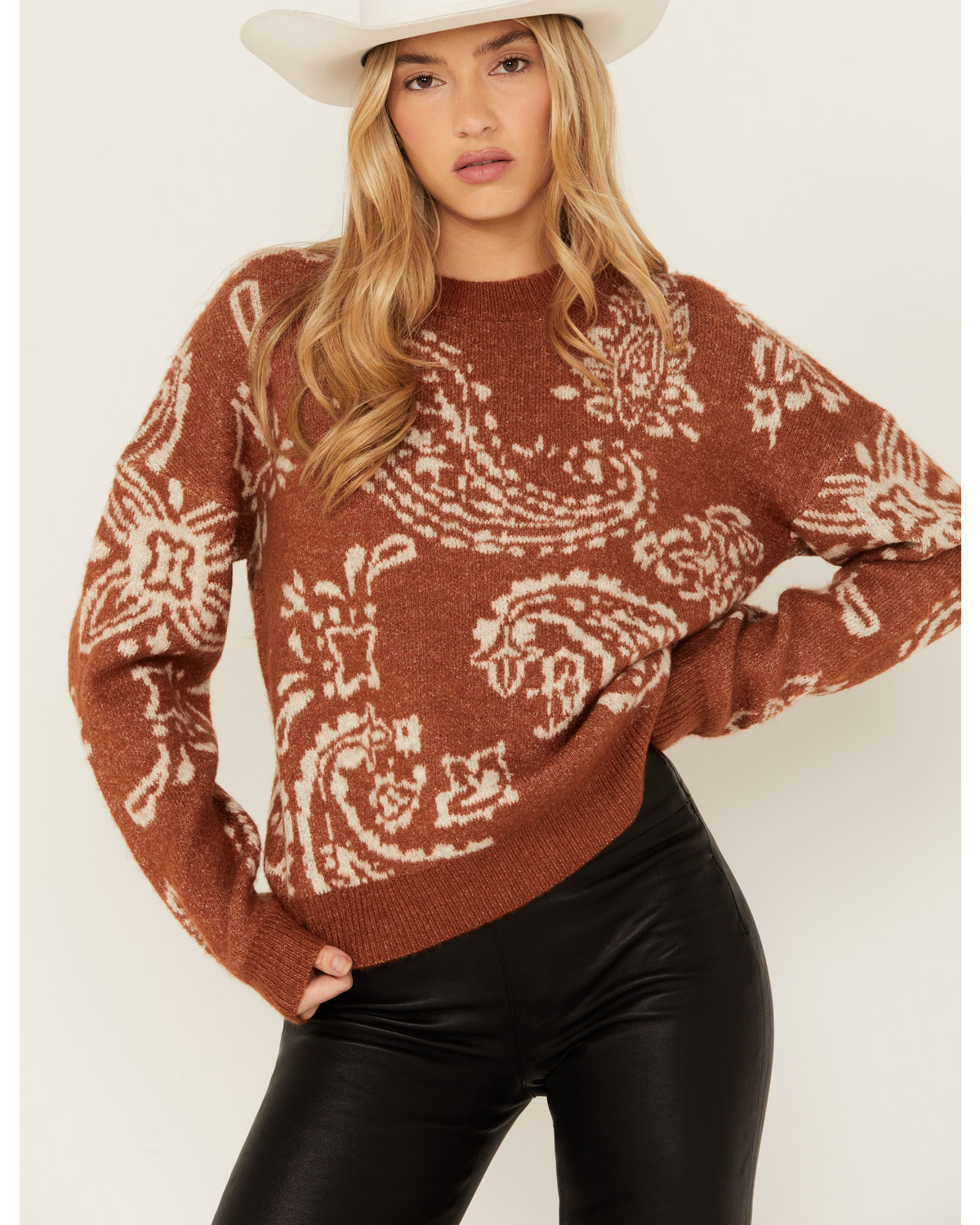 Very J Women's Paisley Print Sweater