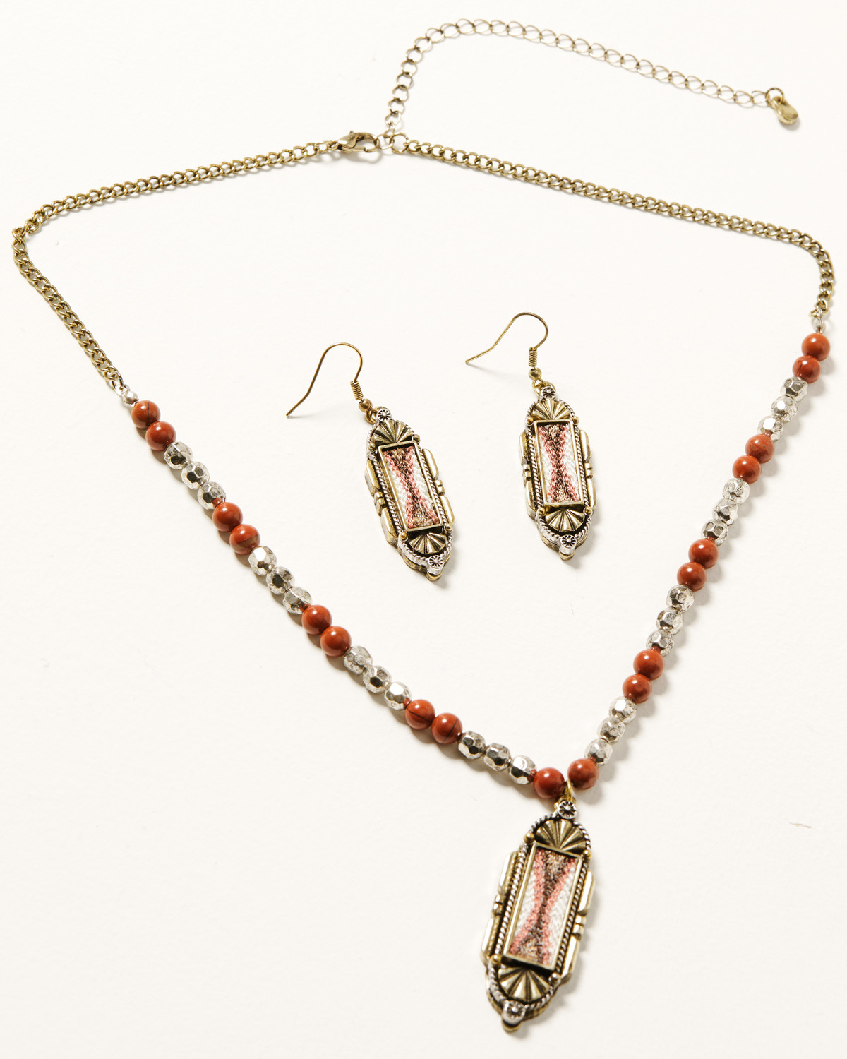 Shyanne Women's Desert Rose Antique Southwest Necklace And Earrings Set - 2 Piece