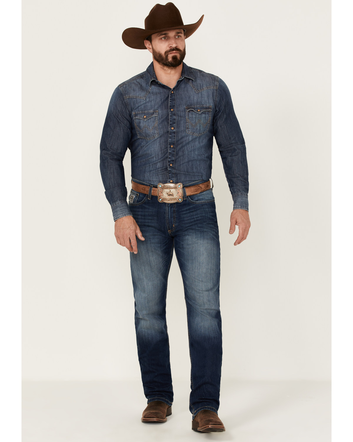 Cinch Men's Silver Label Medium Stonewash Performance Stretch Slim Straight  Jeans