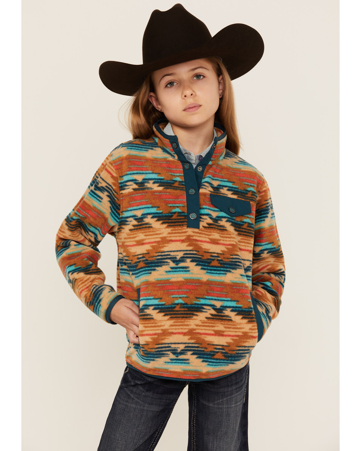 Cruel Girl Girls' Southwestern Print Fleece Pullover