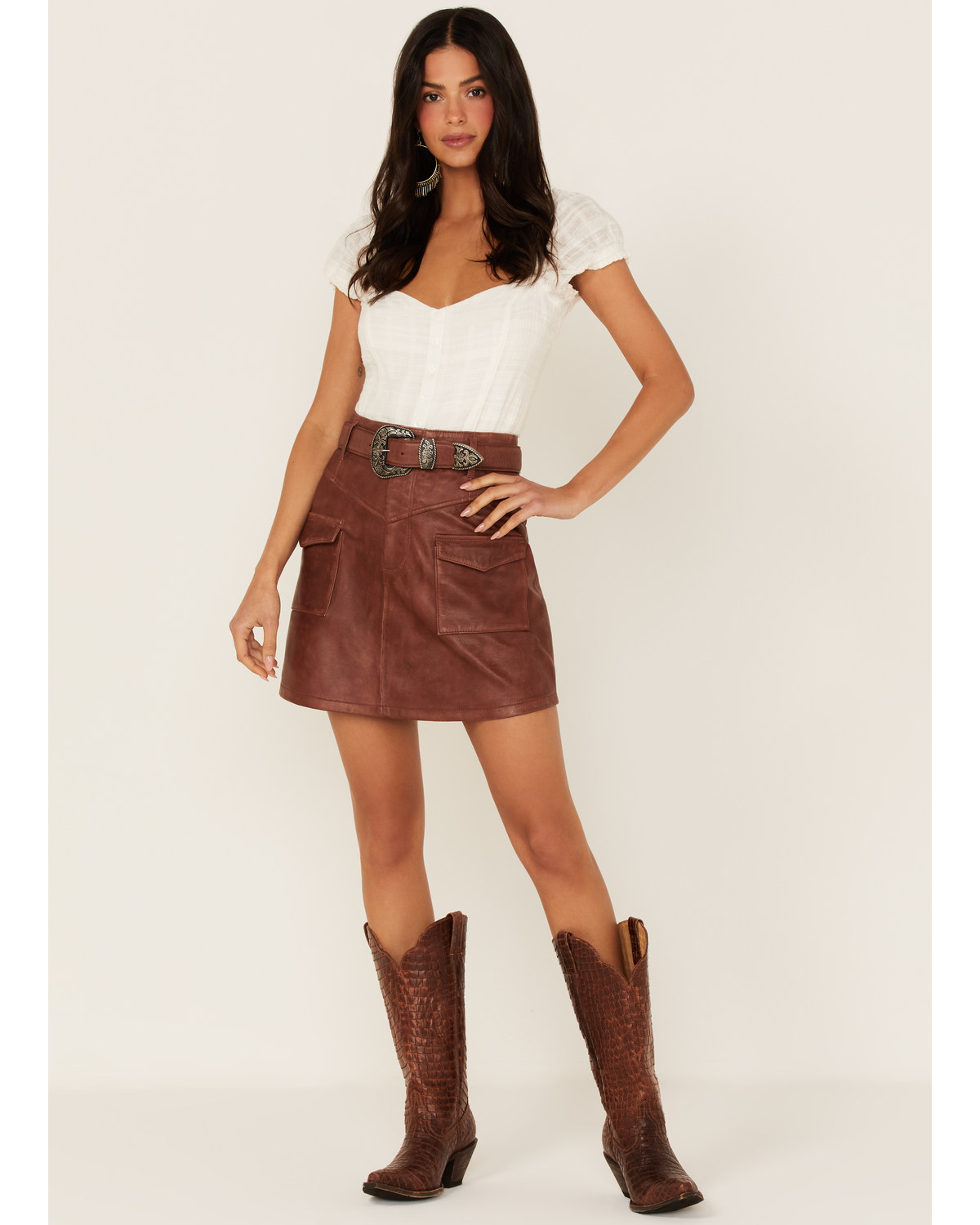 Idyllwind Women's Western Belt Leather Mini Skirt