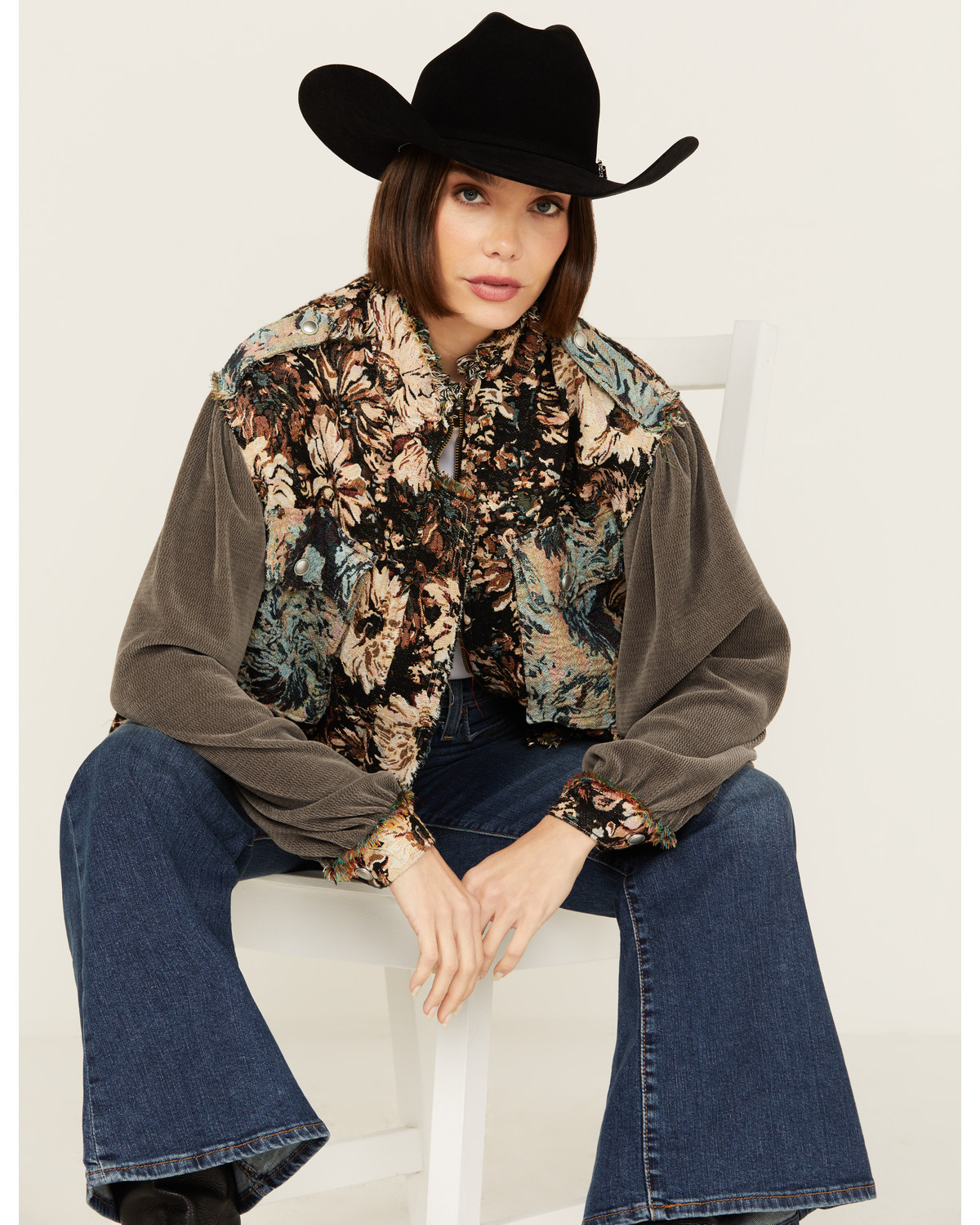 POL Women's Floral Long Sleeve Shacket