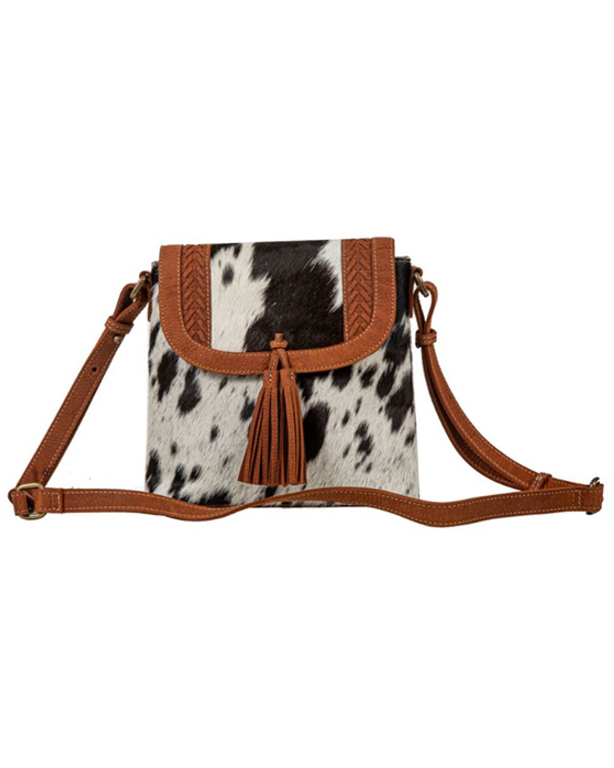 Myra Bag Women's Westward Tasseled Leather Hair-On Crossbody Bag