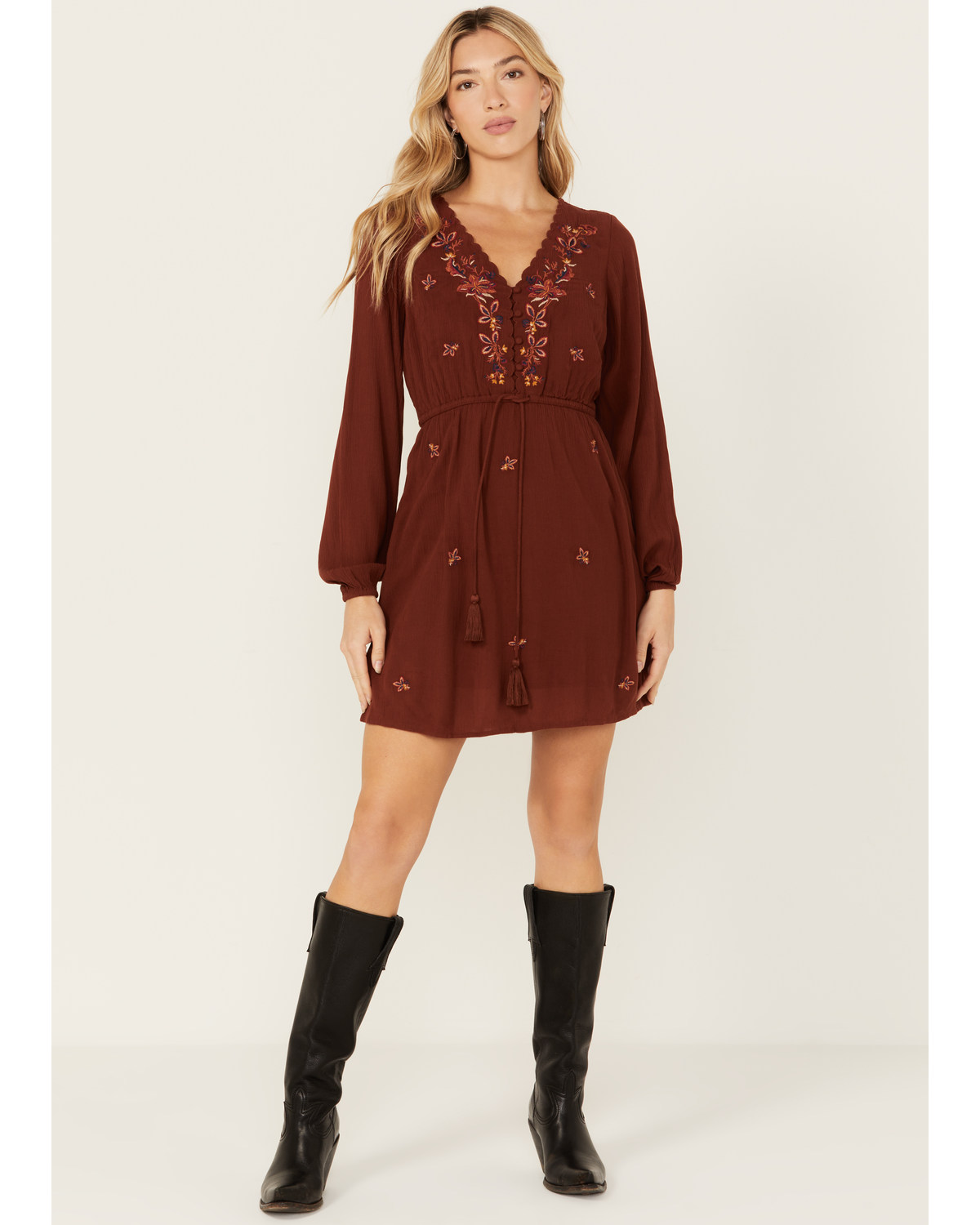 Idyllwind Women's Amherst Embroidered Long Sleeve Mini Dress